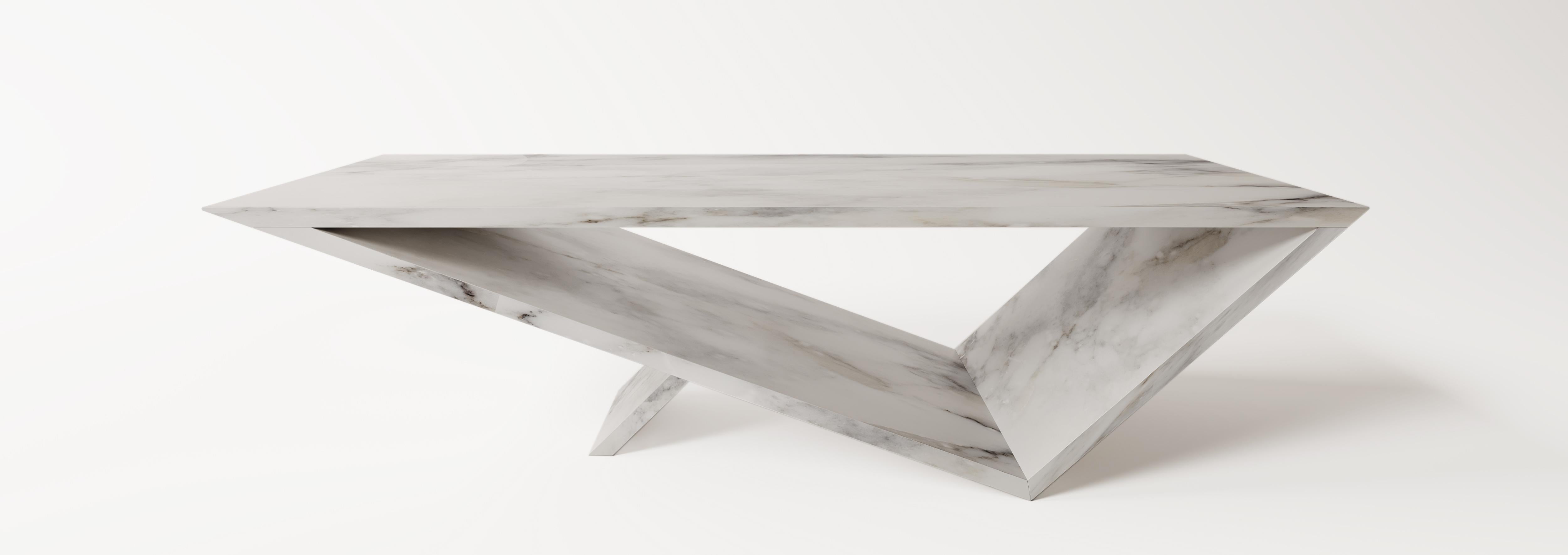 Post-Modern Time/Space Portal Coffee Table in Calacatta Marble by Neal Aronowitz Design For Sale