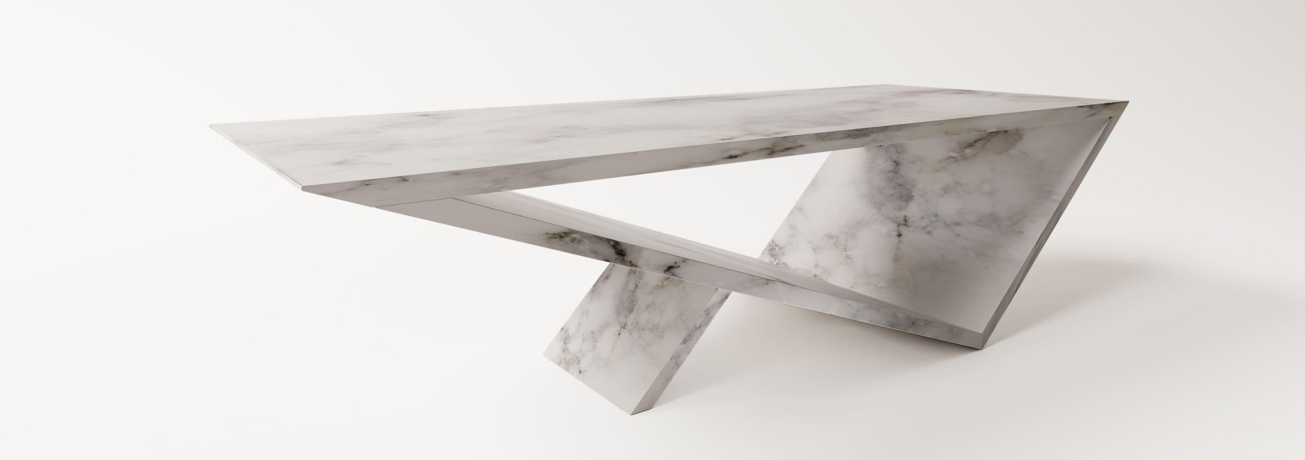 American Time/Space Portal Coffee Table in Calacatta Marble by Neal Aronowitz Design For Sale