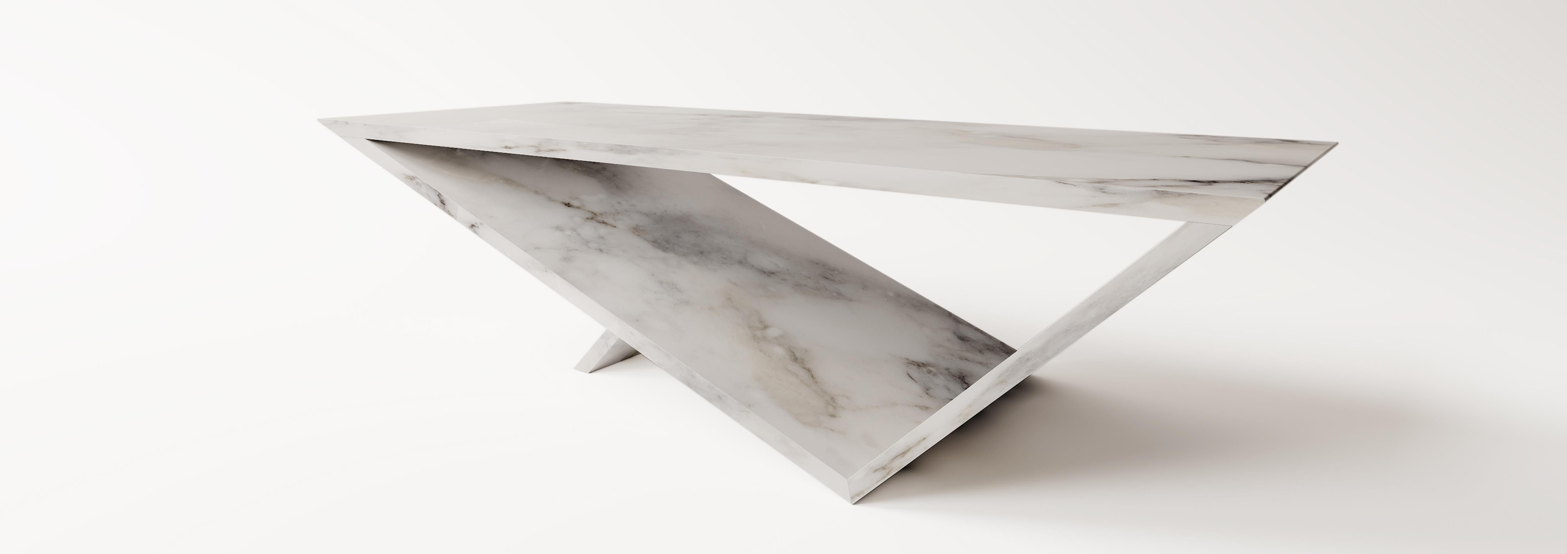 Time/Space Portal Coffee Table in Calacatta Marble by Neal Aronowitz Design In New Condition For Sale In Geneve, CH