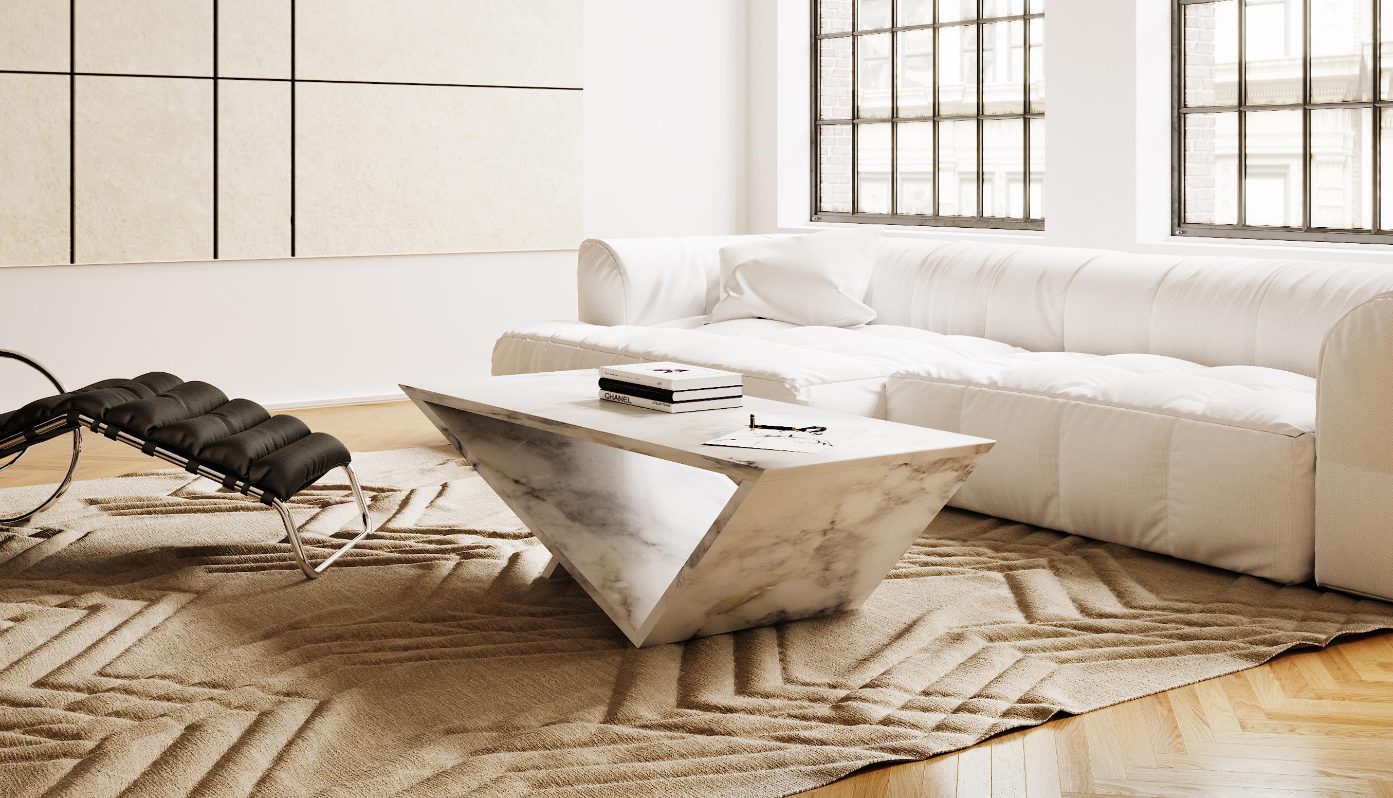 Time/Space Portal Coffee Table in Calacatta Marble by Neal Aronowitz Design For Sale 1