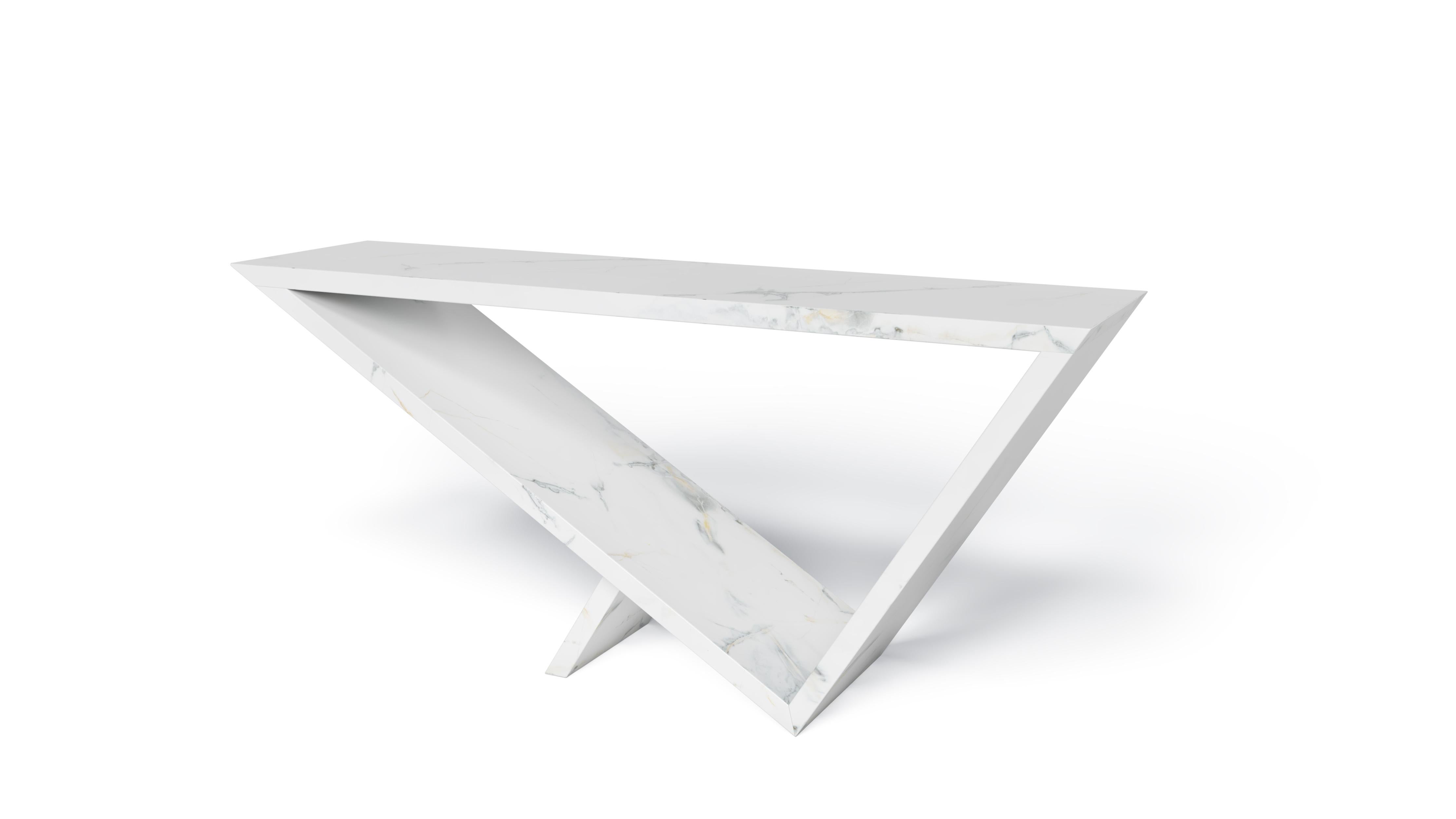 Post-Modern Time/Space Portal Console in Carrara Marble by Neal Aronowitz Design For Sale
