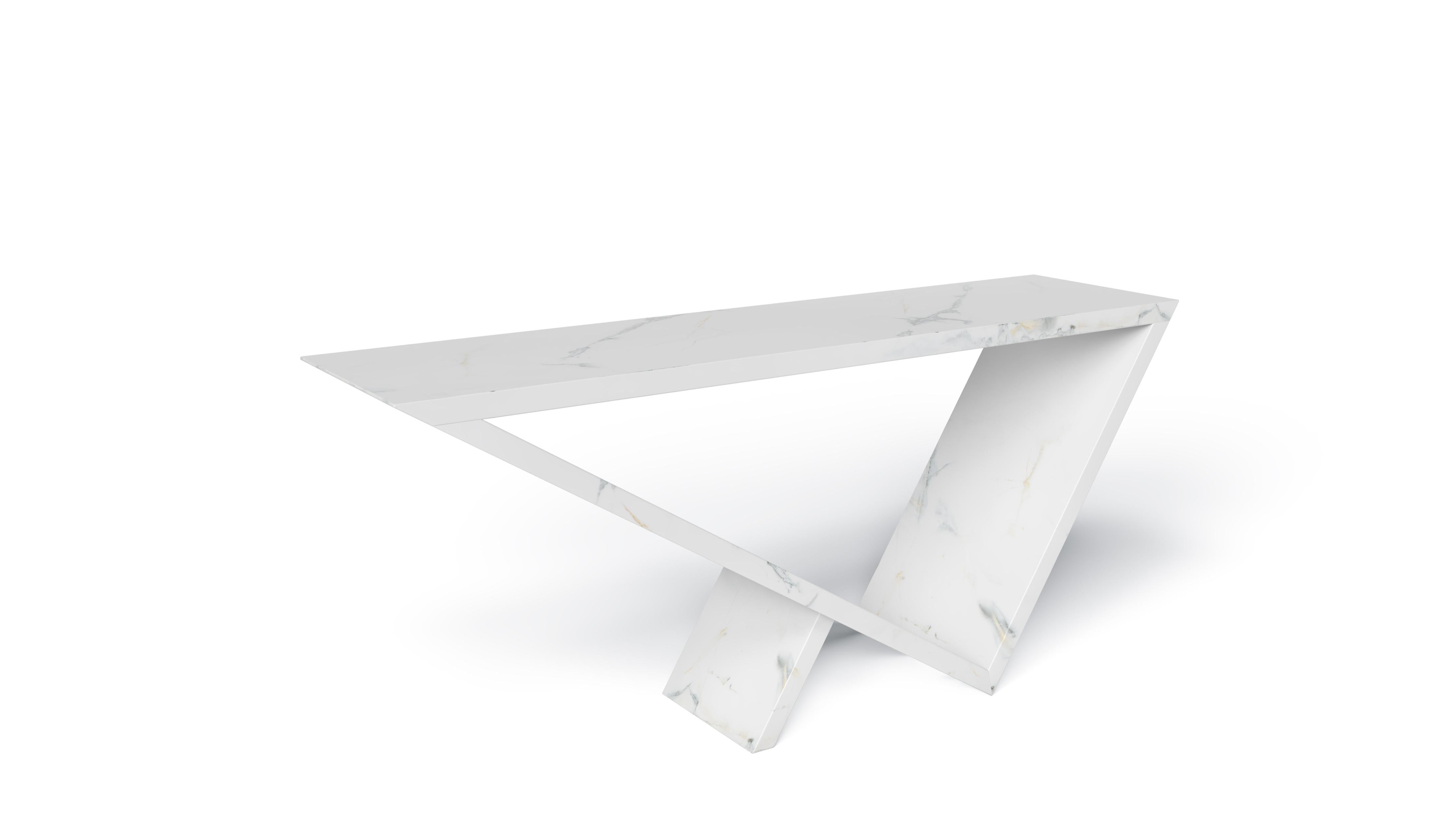 Contemporary Time/Space Portal Console in Carrara Marble by Neal Aronowitz Design For Sale