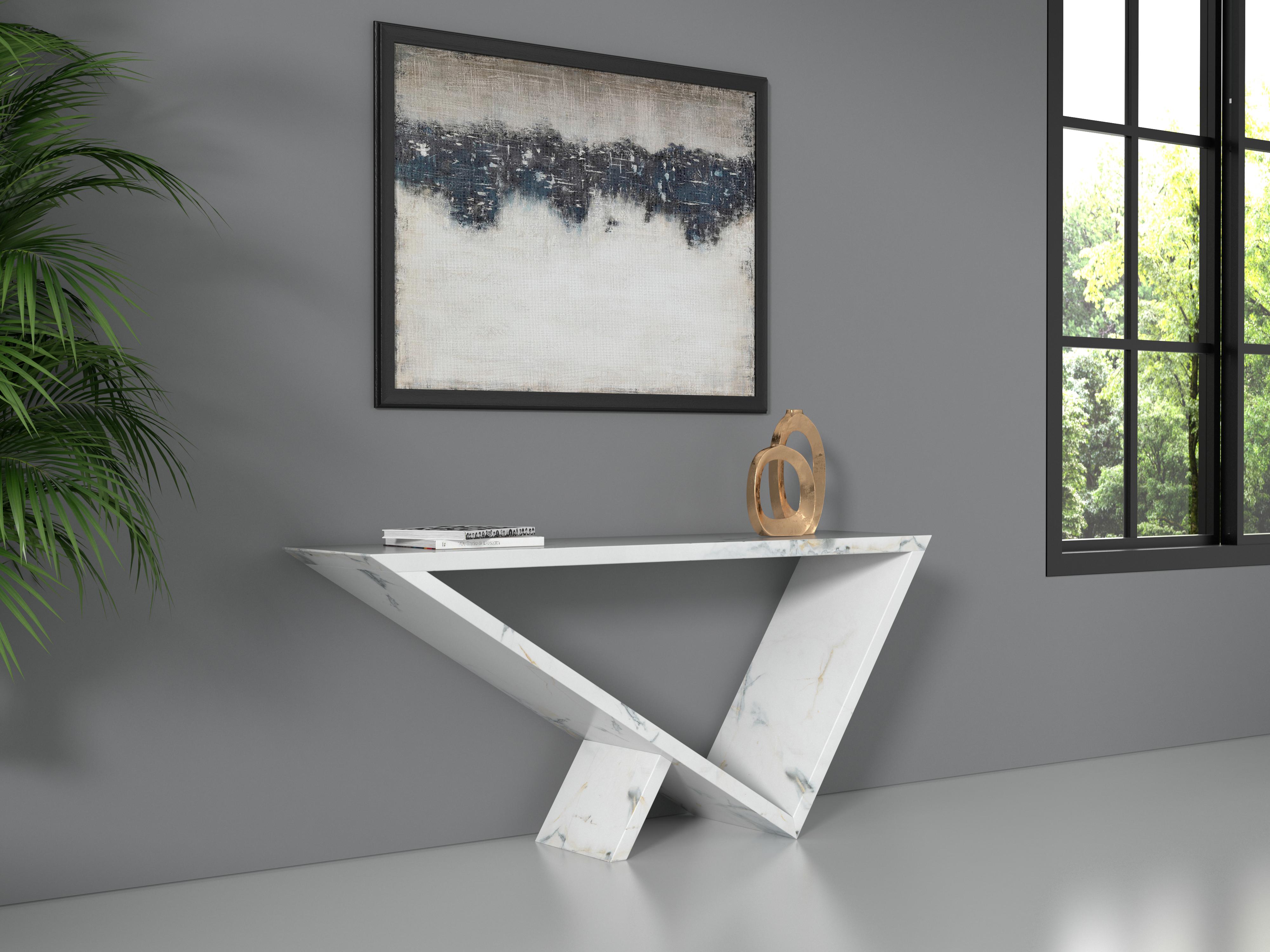 Time/Space Portal Console in Carrara Marble by Neal Aronowitz Design For Sale 1