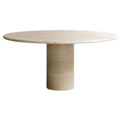 Time Table II Round Dining Table in Bianco Onyx by Paloma Editions