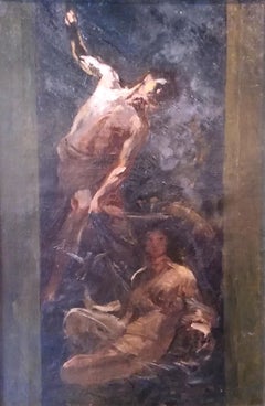 Time That Reveals the Truth, Augusto Stoppoloni Oil on Canvans Italian Painting