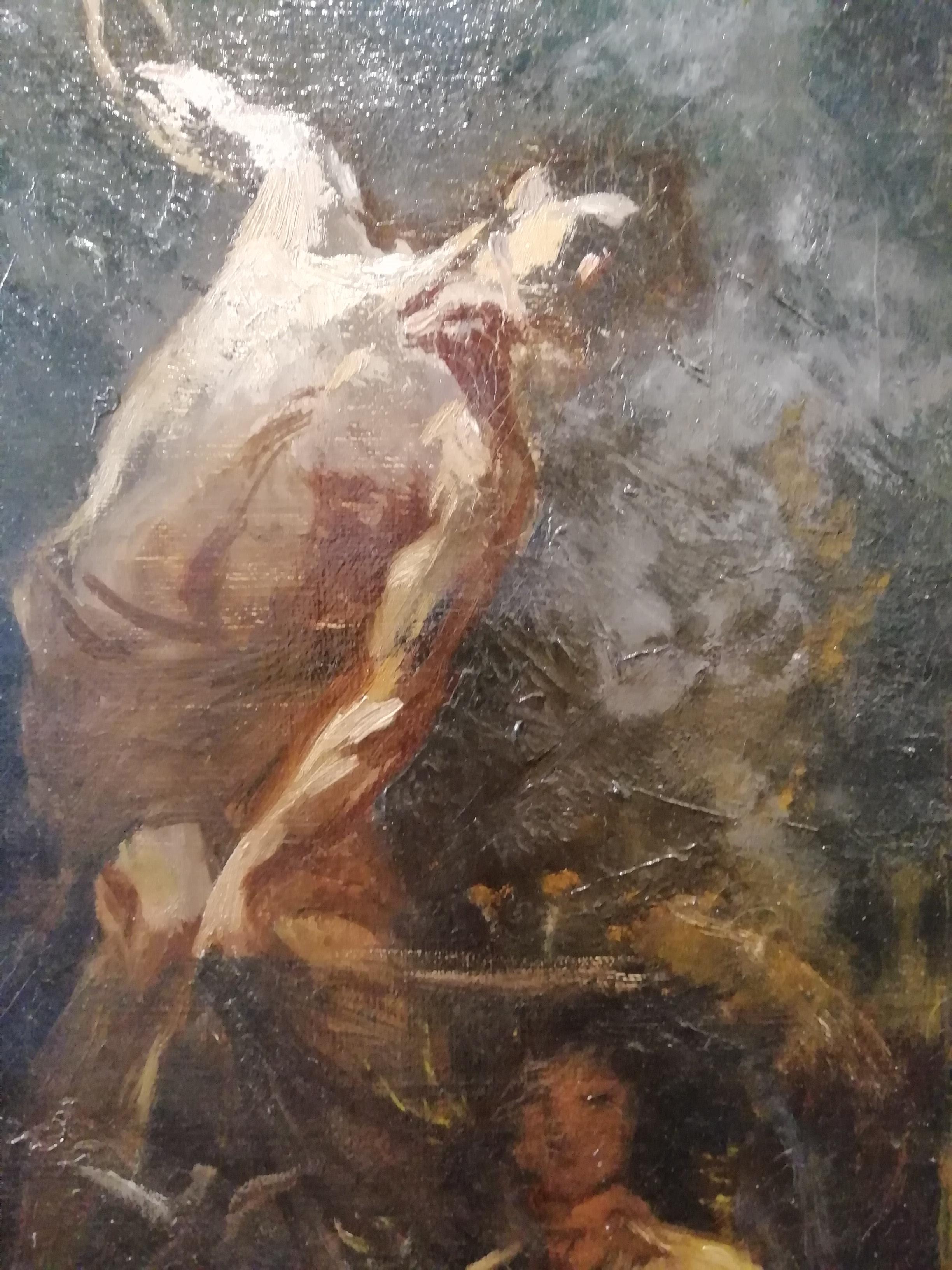 Late 19th Century Time That Reveals the Truth, Augusto Stoppoloni Oil on Canvans Italian Painting For Sale