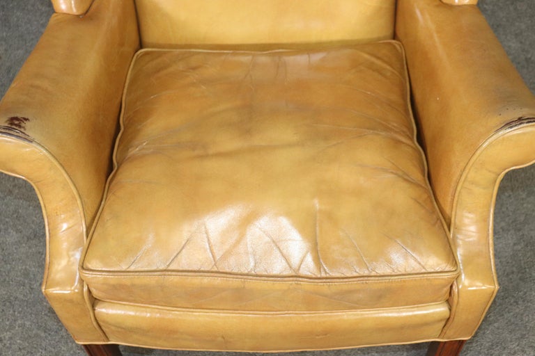 Time-Worn Old Money Style Gerogian Mahogany Mustard Hued Leather Wing ...
