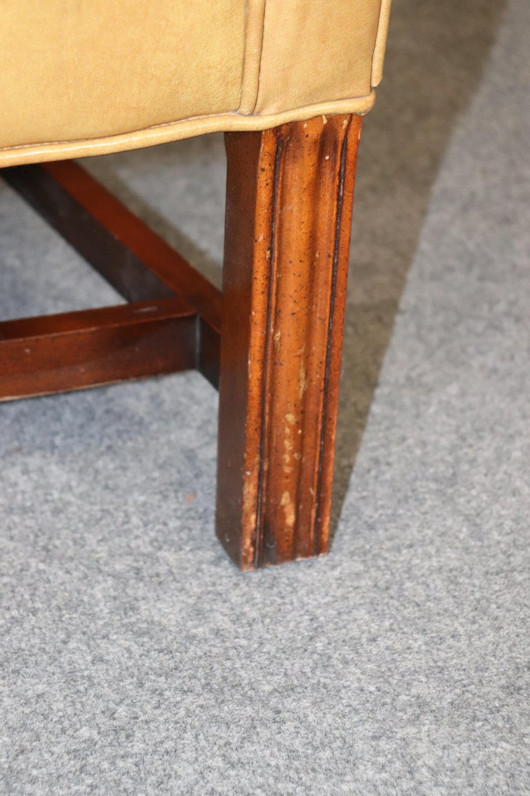 Time-Worn Old Money Style Gerogian Mahogany Mustard Hued Leather Wing ...