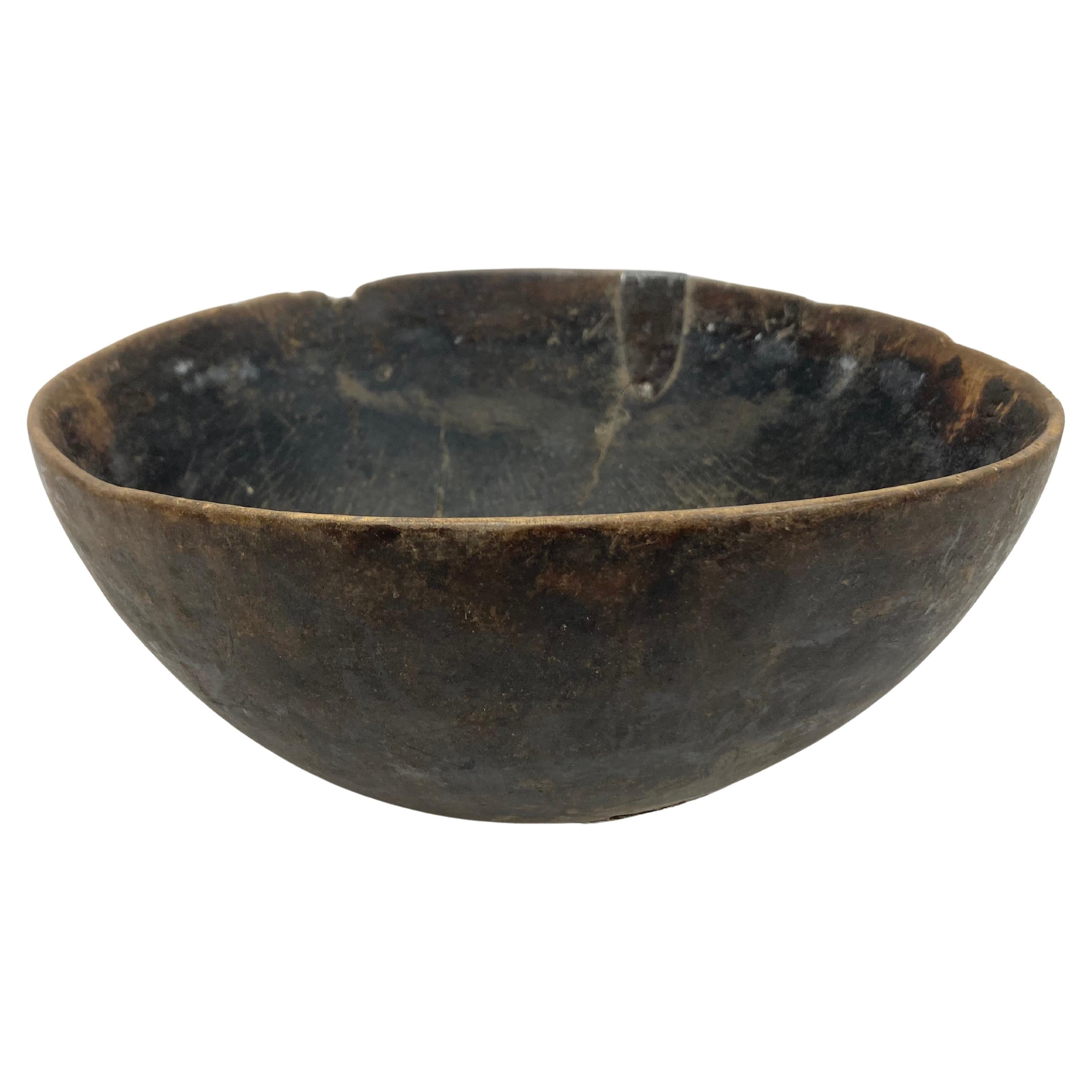 Time Worn Utilitarian African Bowl with Metal Repairs