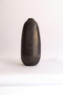 Time Yoturi Colonne 22 Vase in Glazed Black Stoneware by Marie Martin Ceramics