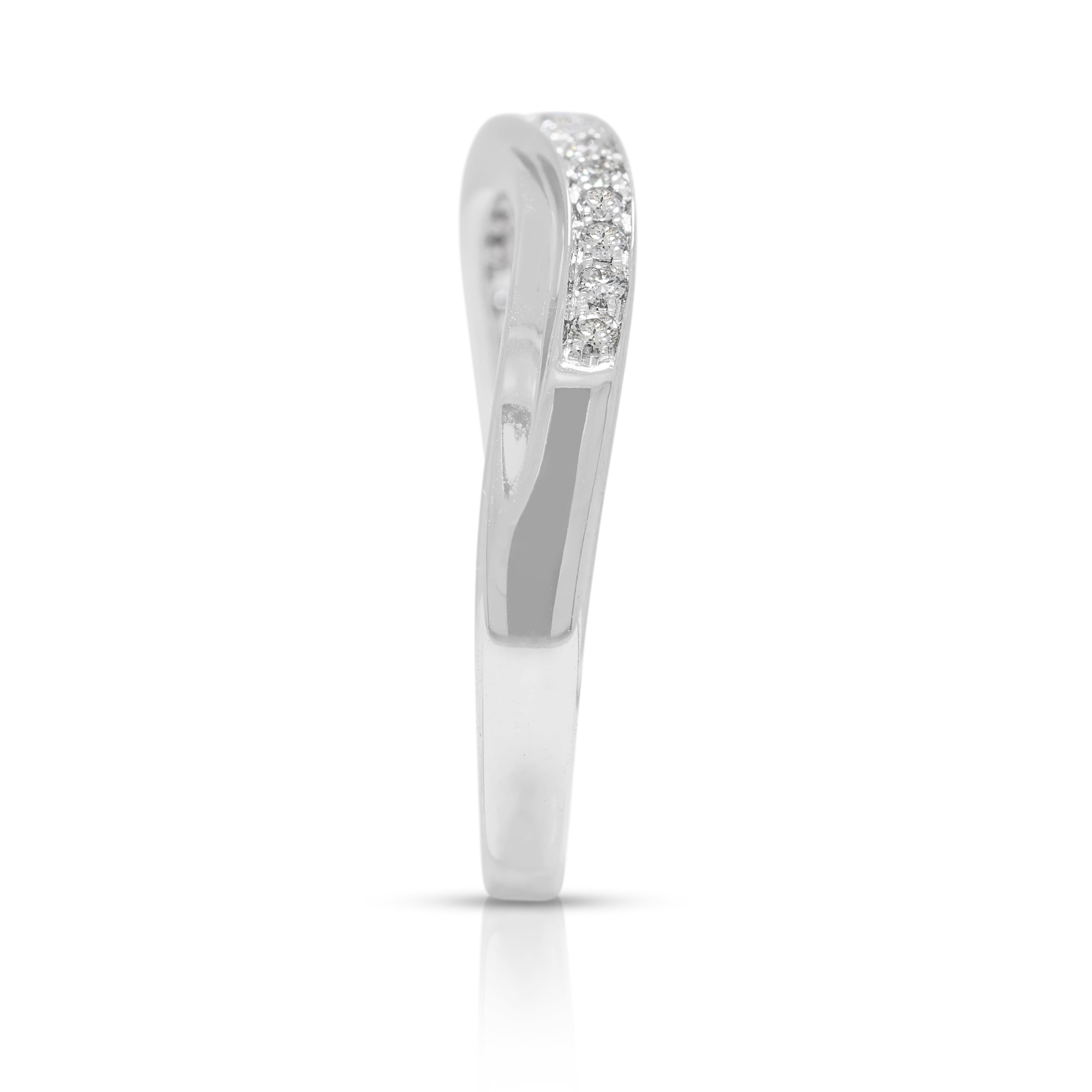 Women's Timeles 0.11ct Natural Diamond Ring  in 18K White Gold For Sale