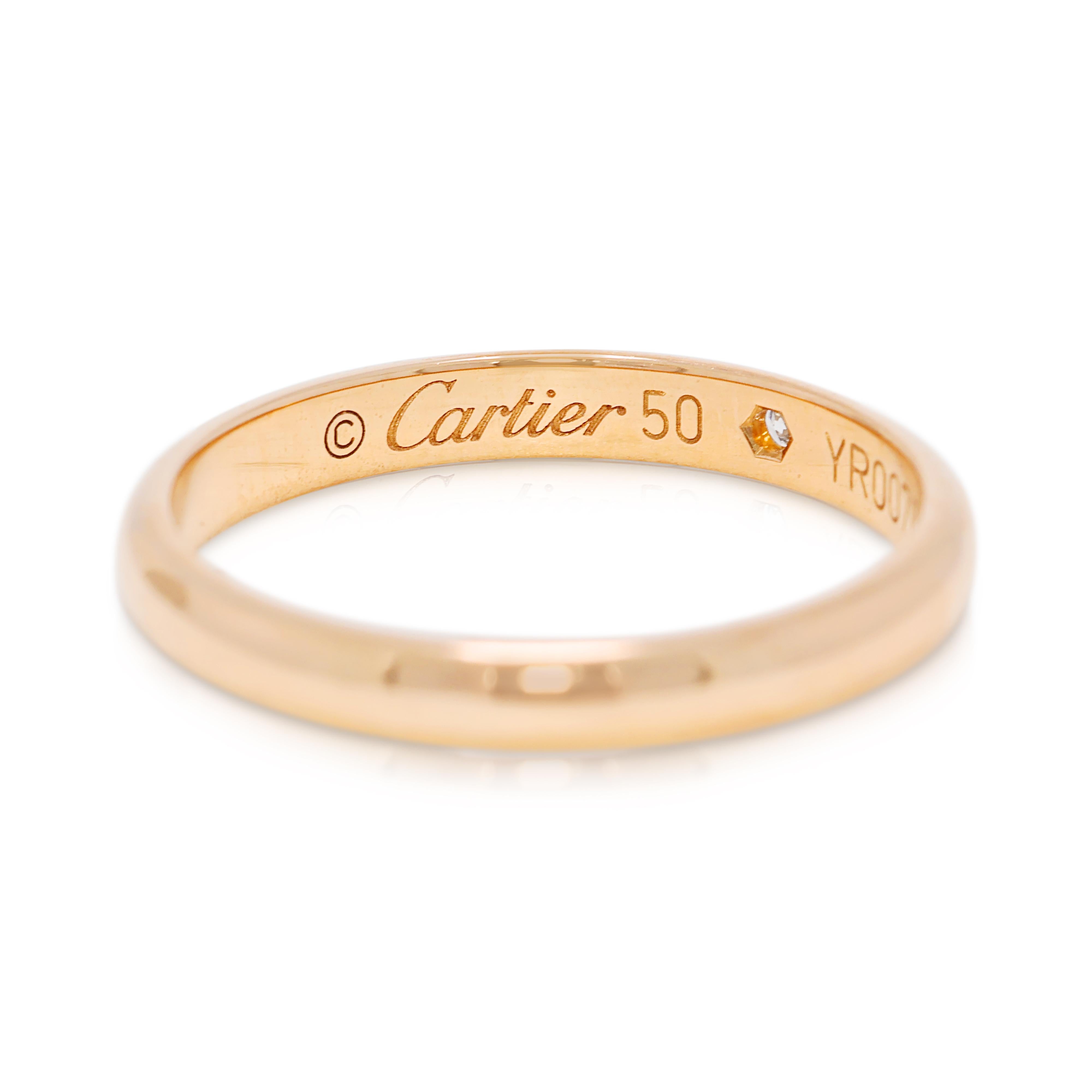 Anello senza tempo con diamante Cartier YR0070 da 0,02 carati in oro giallo 18 carati in vendita 1