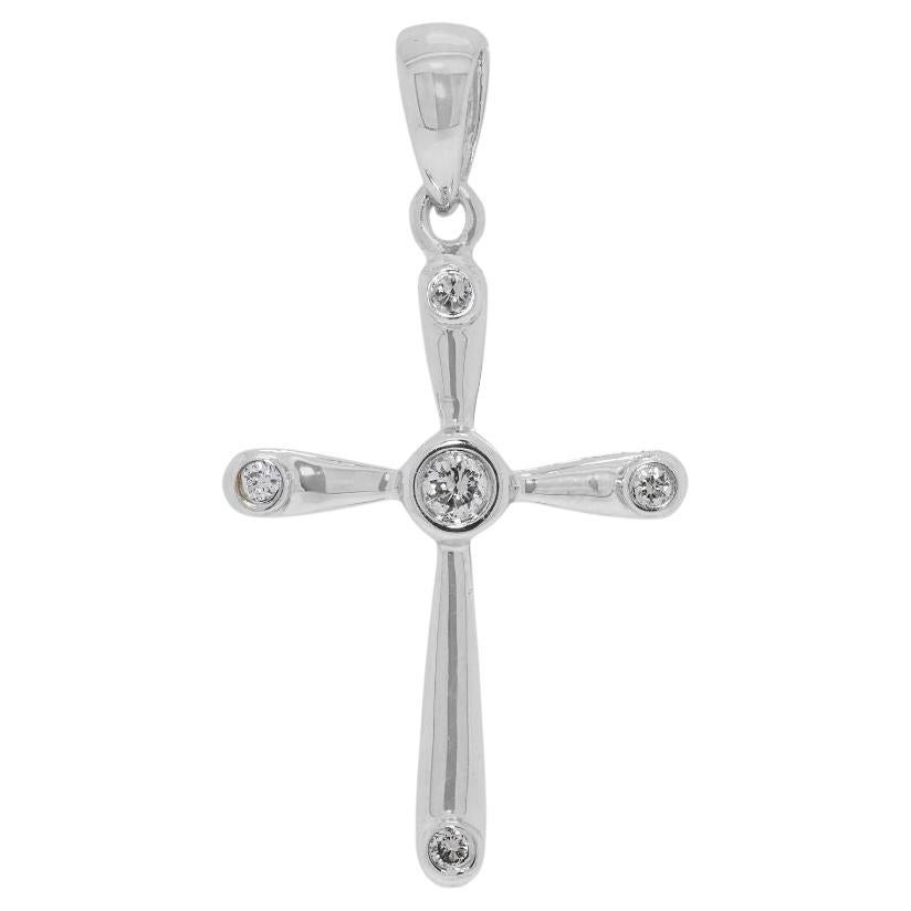 Timeless 0.04ct Natural Diamond 18K White Gold Crucifix Pendant