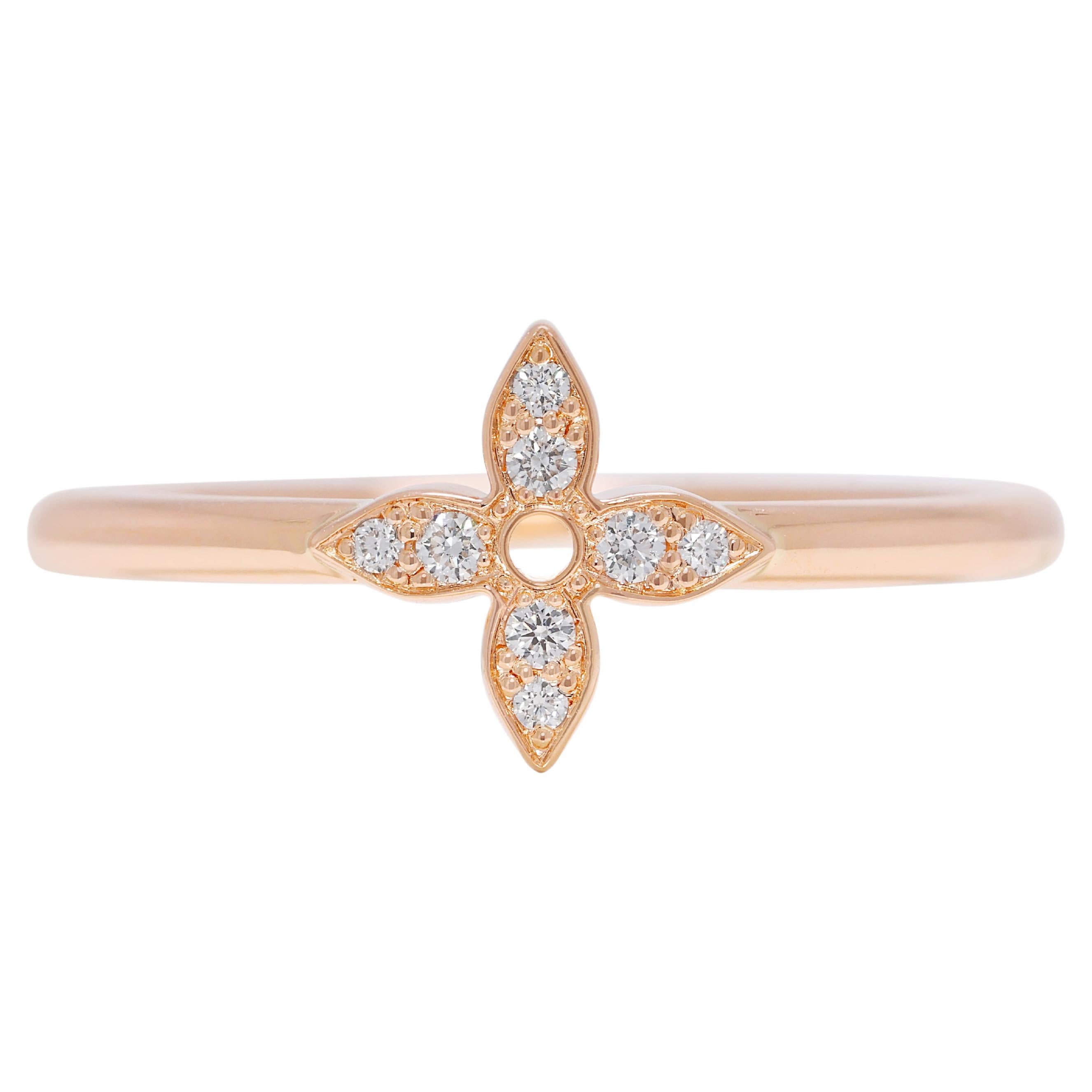Timeless 0.06ct Natural Diamond Idylle Blossom Ring in 18K Rose Gold For Sale