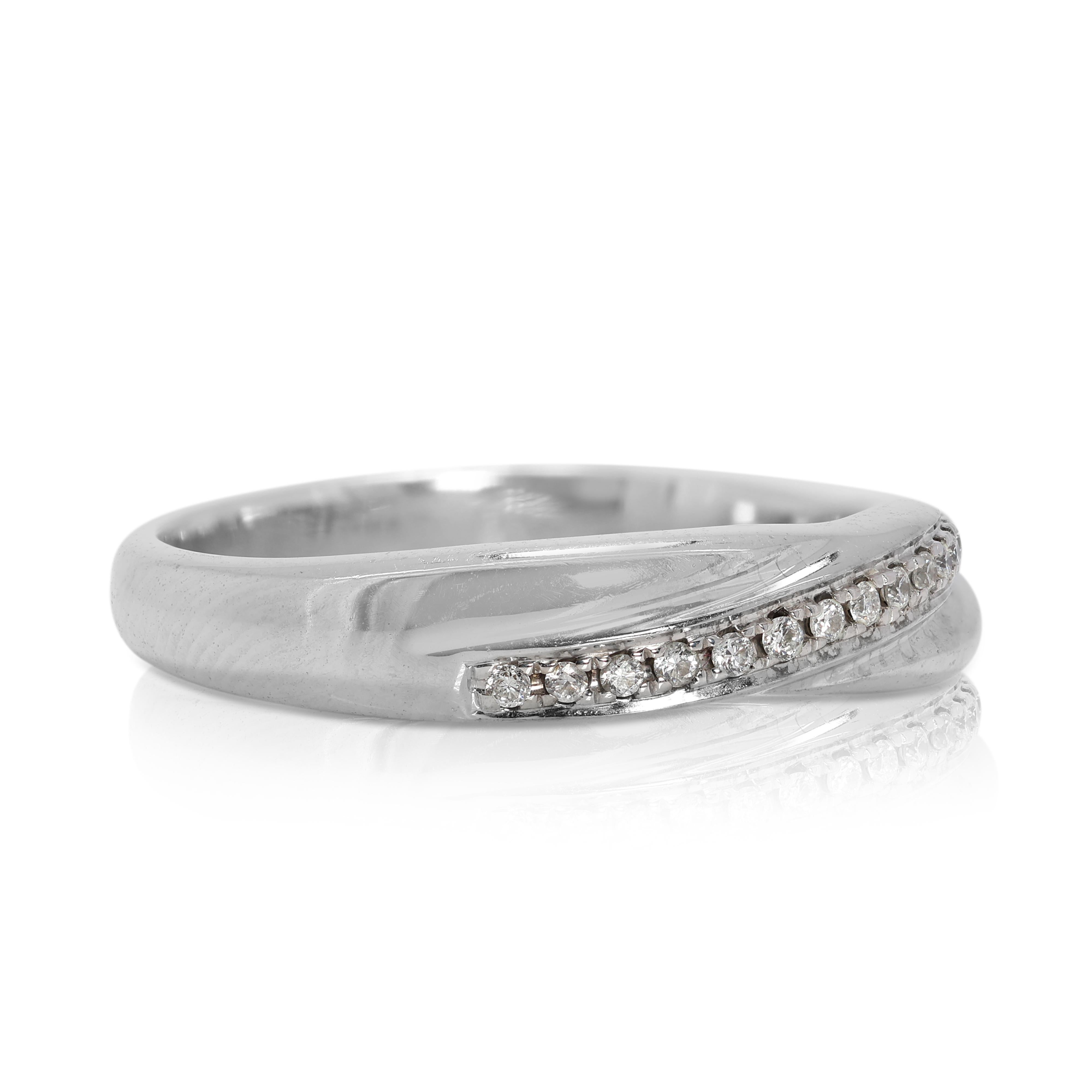 Round Cut Timeless 0.06ct Natural Diamond Ring in 18K White Gold For Sale