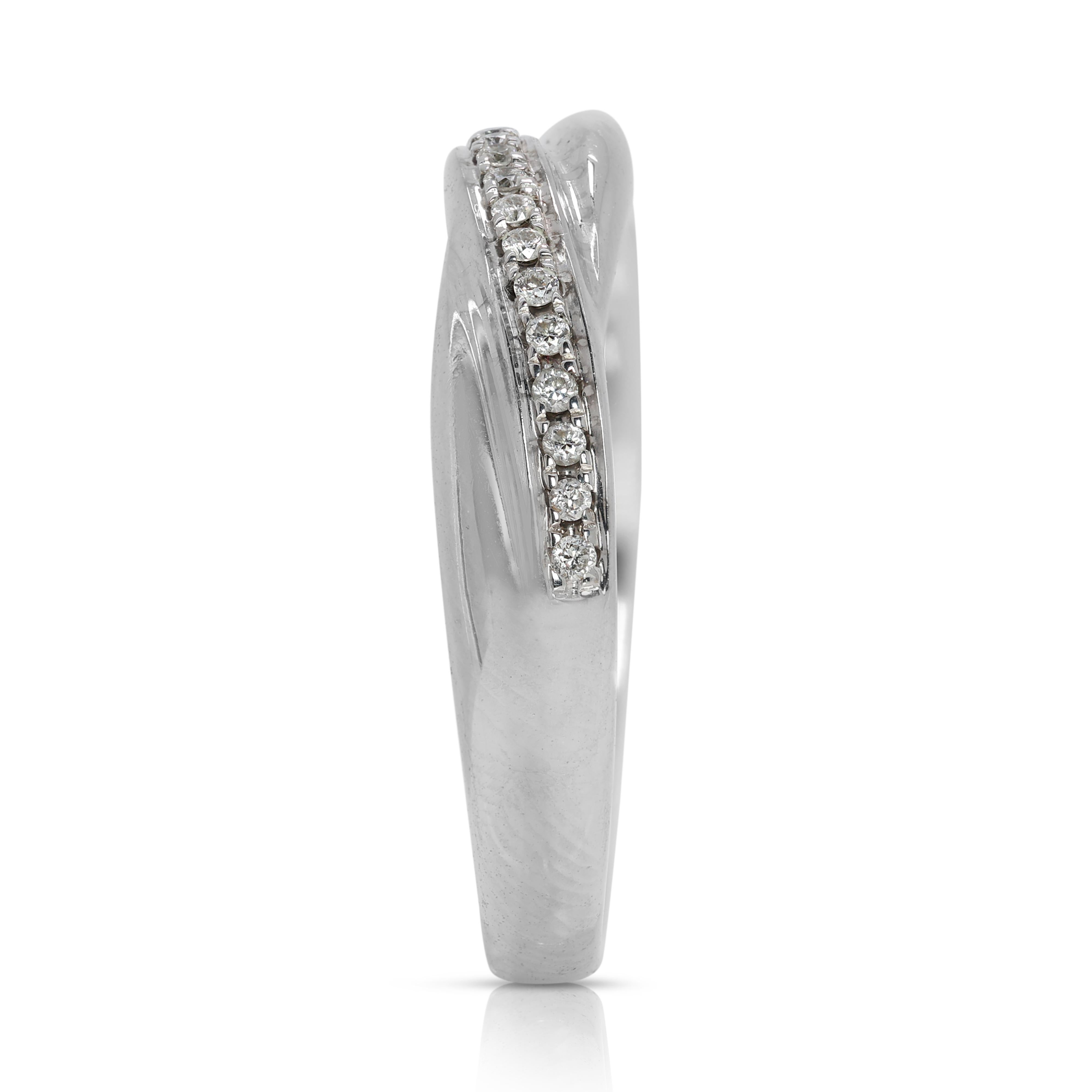 Women's Timeless 0.06ct Natural Diamond Ring in 18K White Gold For Sale