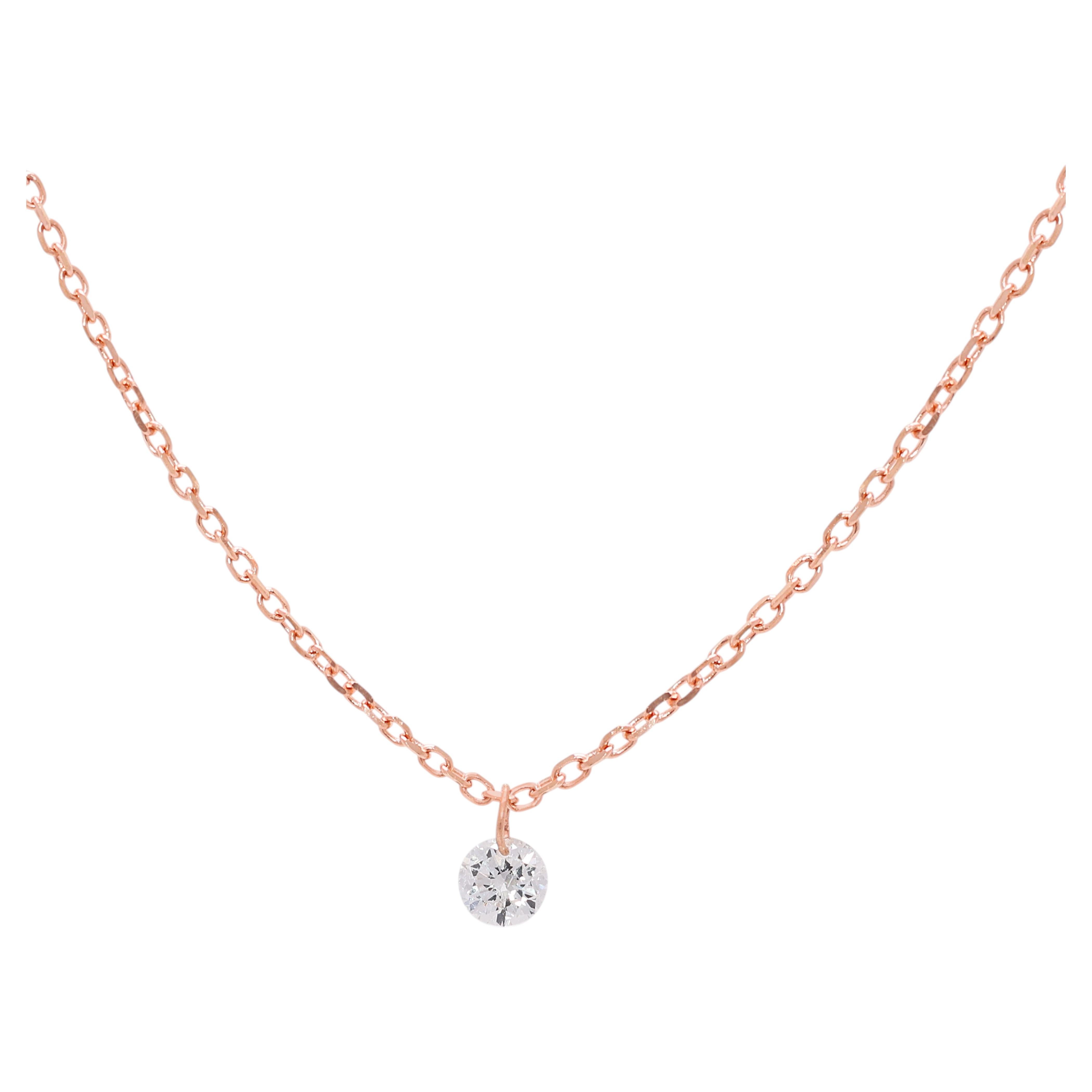 Collana senza tempo con solitario di diamanti naturali da 0,09 carati in oro rosa 18 carati