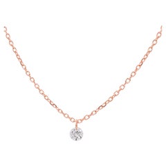Collana senza tempo con solitario di diamanti naturali da 0,09 carati in oro rosa 18 carati