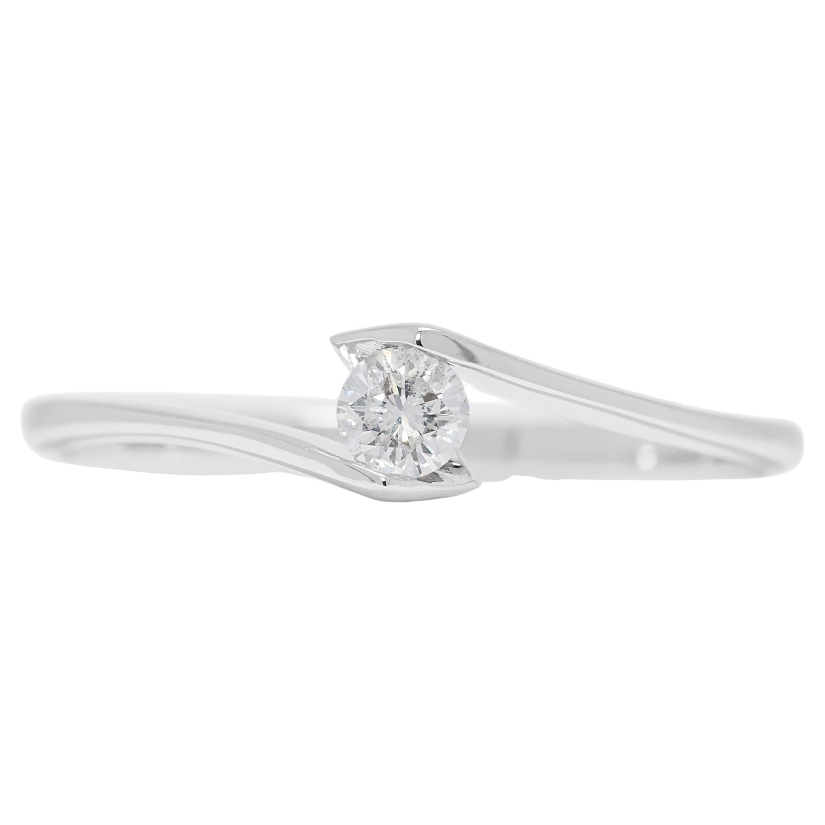 Timeless 0.12ct Natural Diamond Tension-Set Ring in 18K White Gold