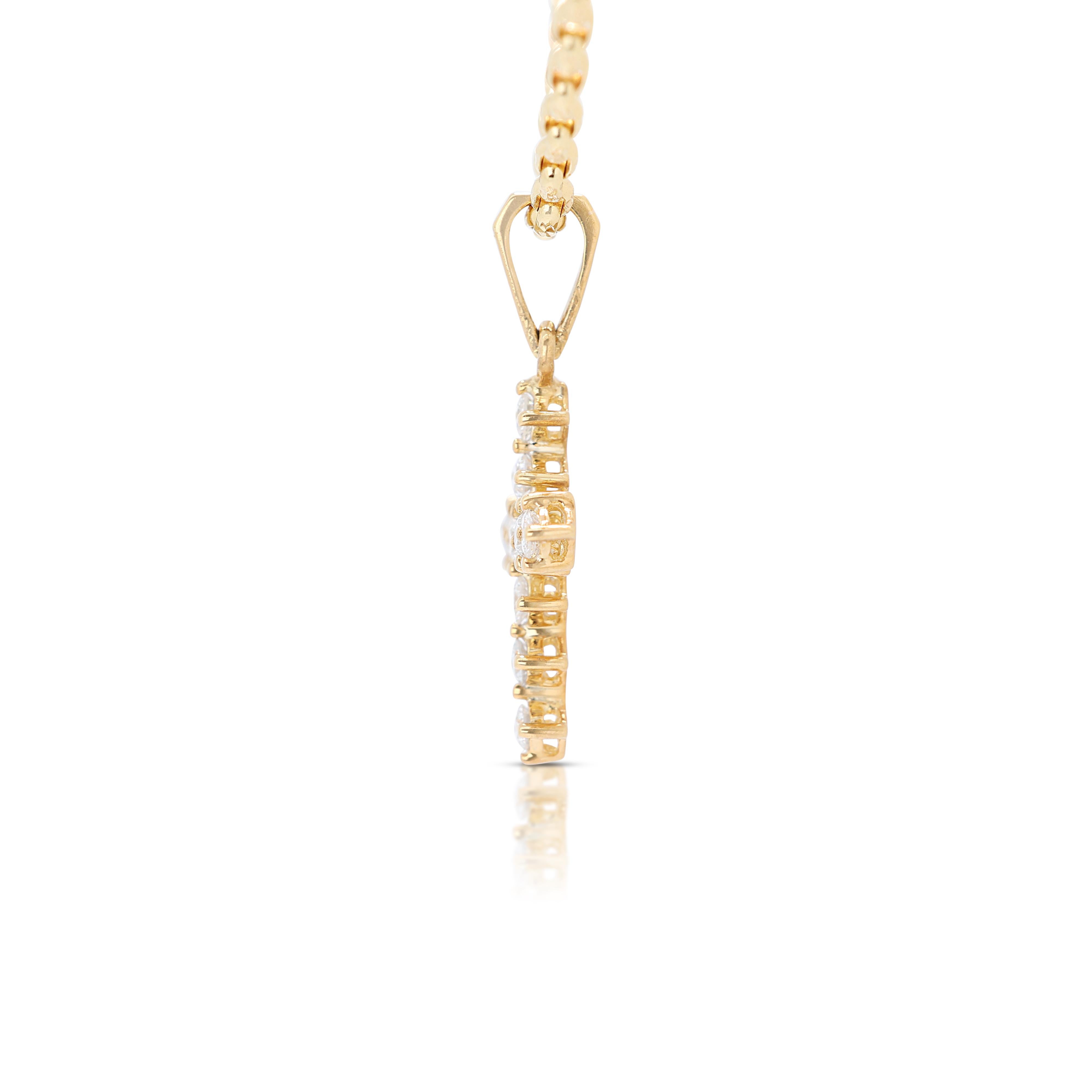 Timeless 0.15ct Diamonds Cruciform Pendant in 18K Yellow Gold-Chain not Included In Excellent Condition For Sale In רמת גן, IL