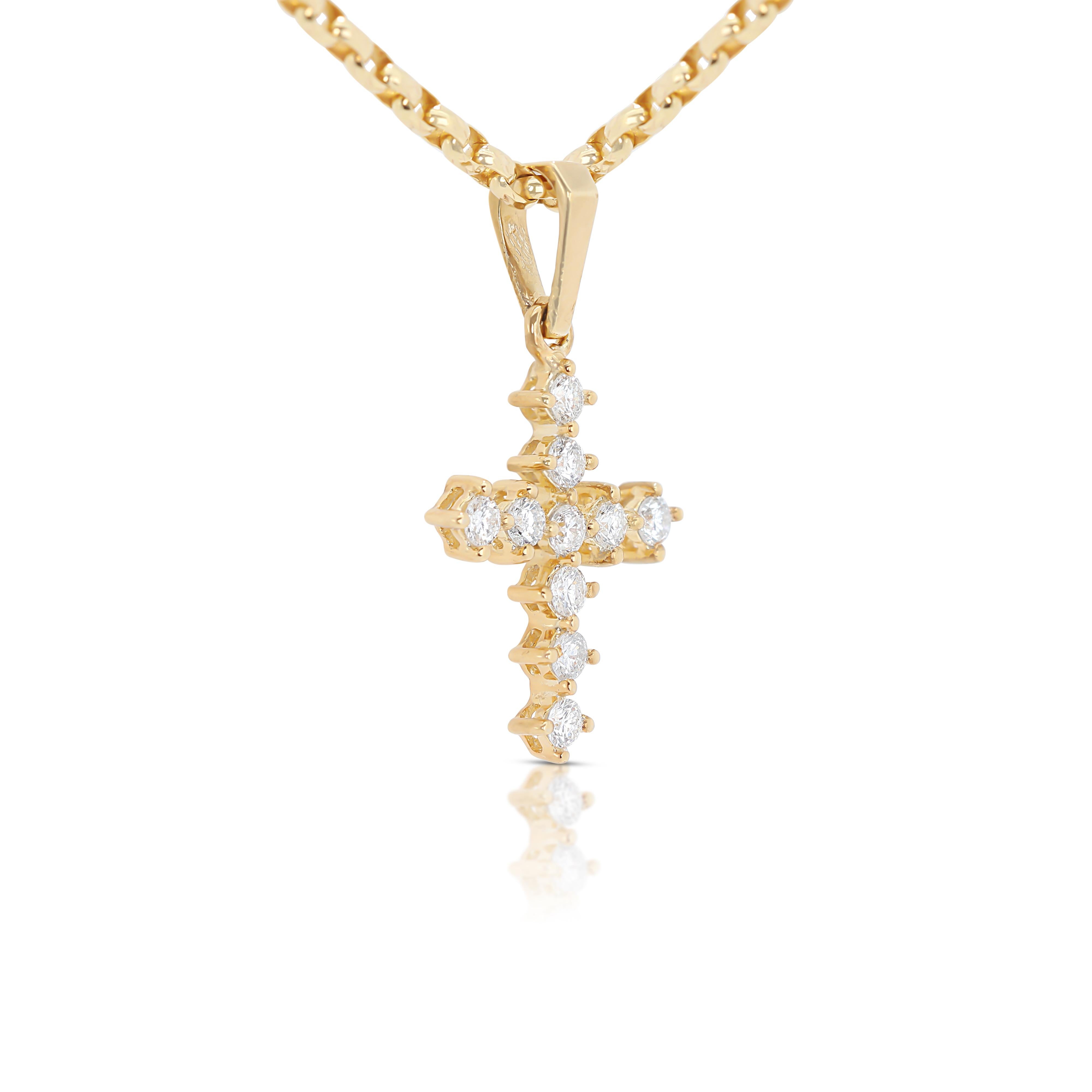 Women's Timeless 0.15ct Diamonds Cruciform Pendant in 18K Yellow Gold-Chain not Included For Sale