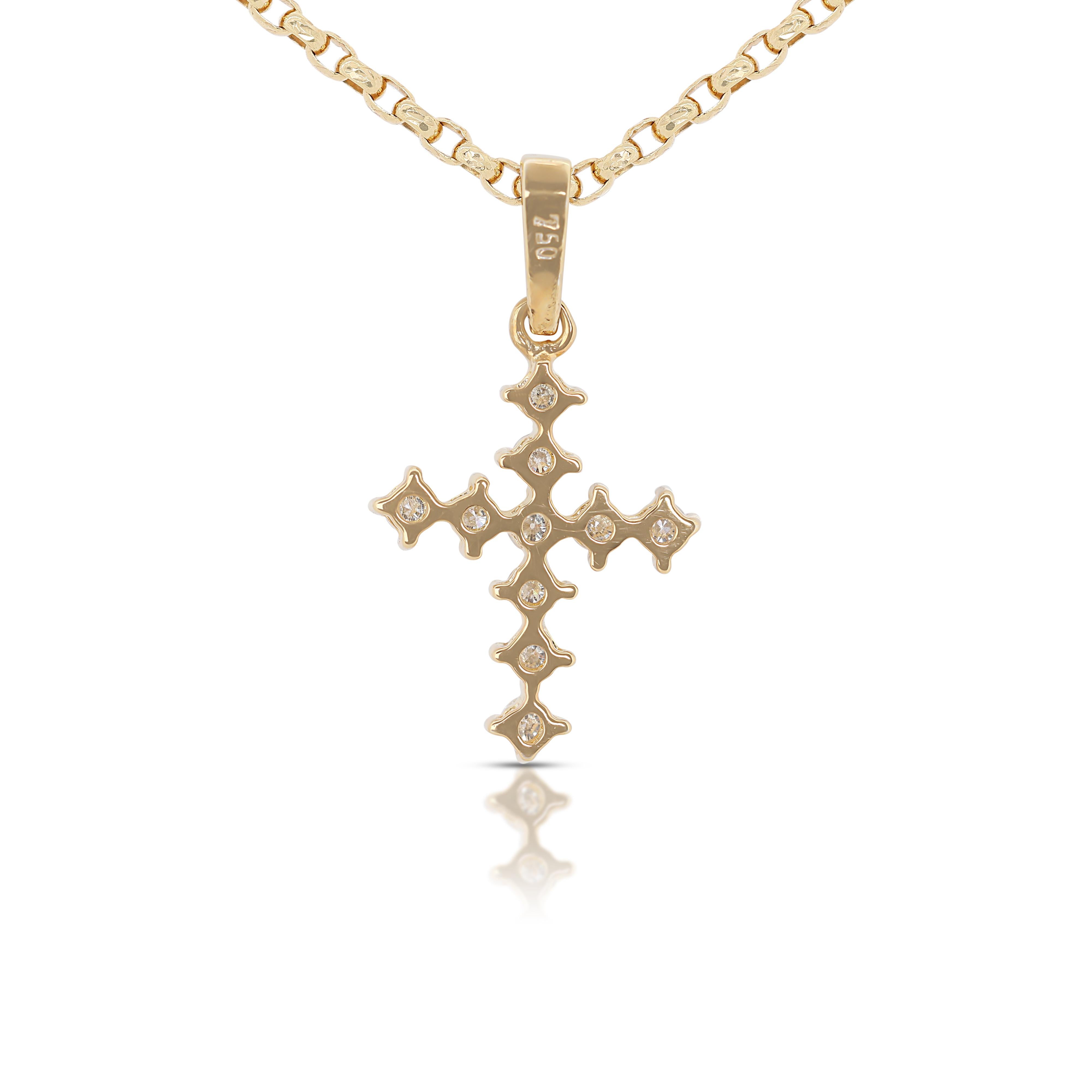 Timeless 0.15ct Diamonds Cruciform Pendant in 18K Yellow Gold-Chain not Included For Sale 1