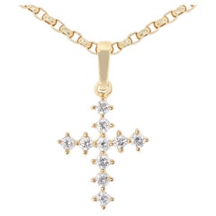 Timeless 0.15ct Diamonds Cruciform Pendant in 18K Yellow Gold-Chain not Included