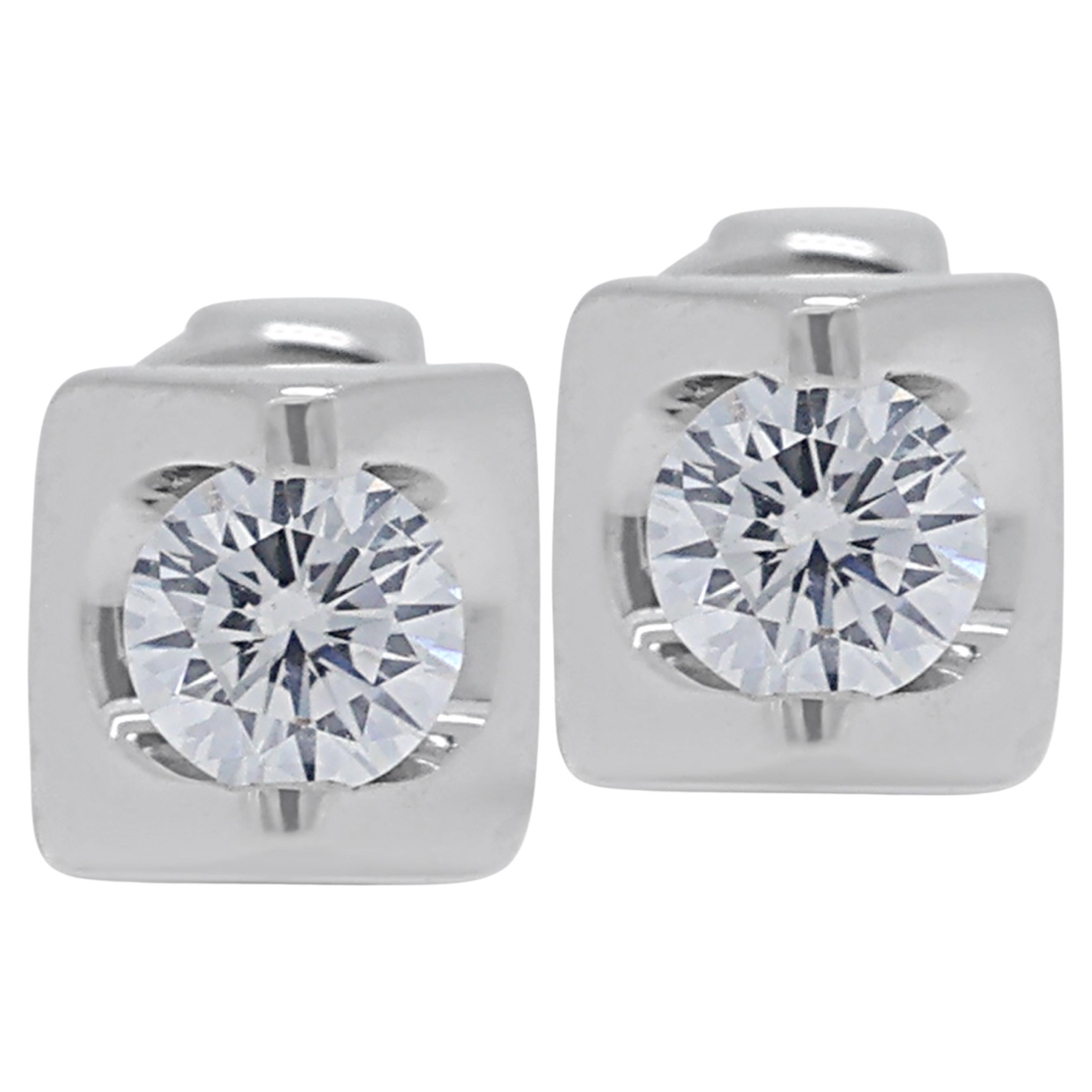 Timeless 0.20ct Diamonds Stud Earrings in 18K White Gold