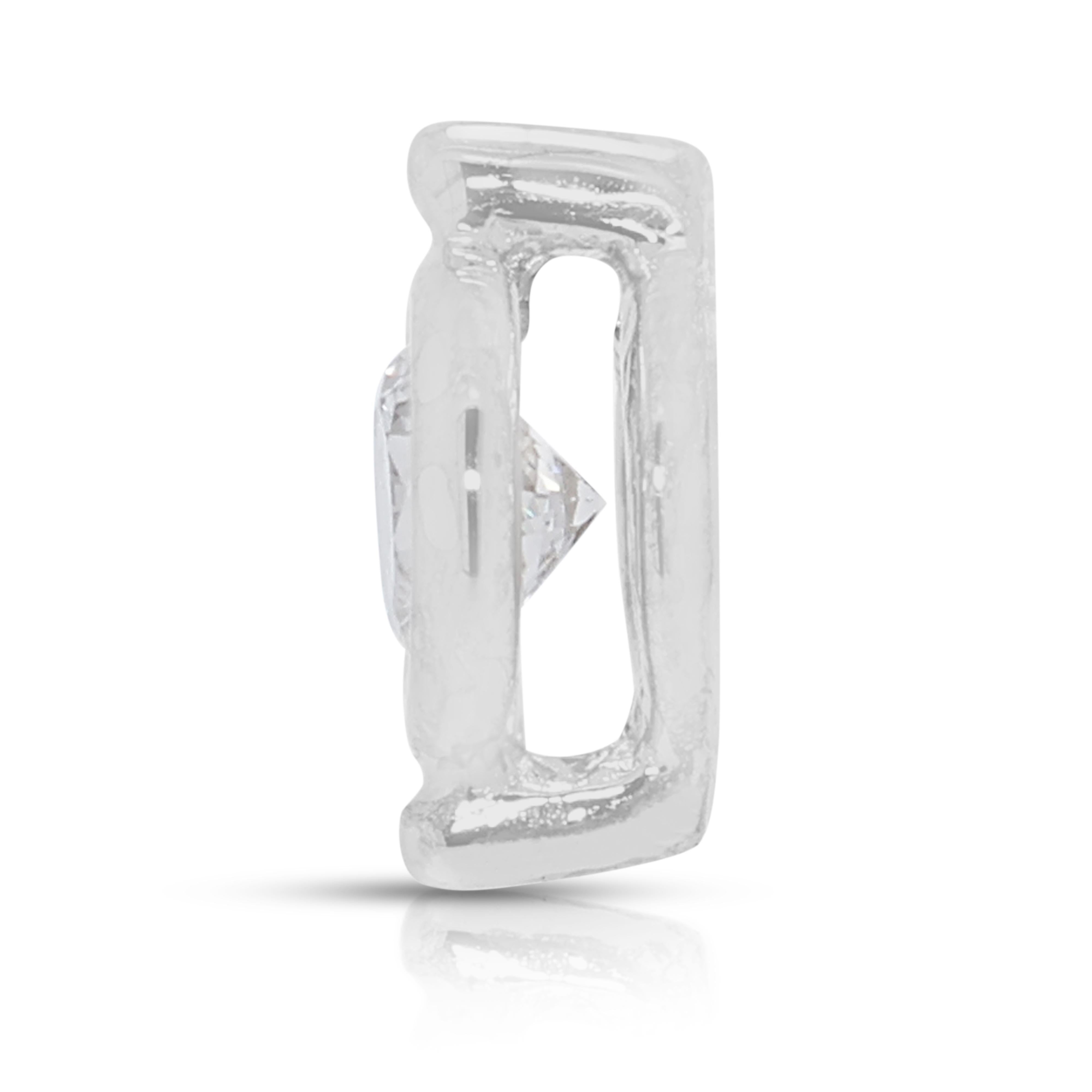  Pendentif intemporel en or blanc 18 carats avec solitaire en diamant naturel de 0,20 carats Pour femmes 