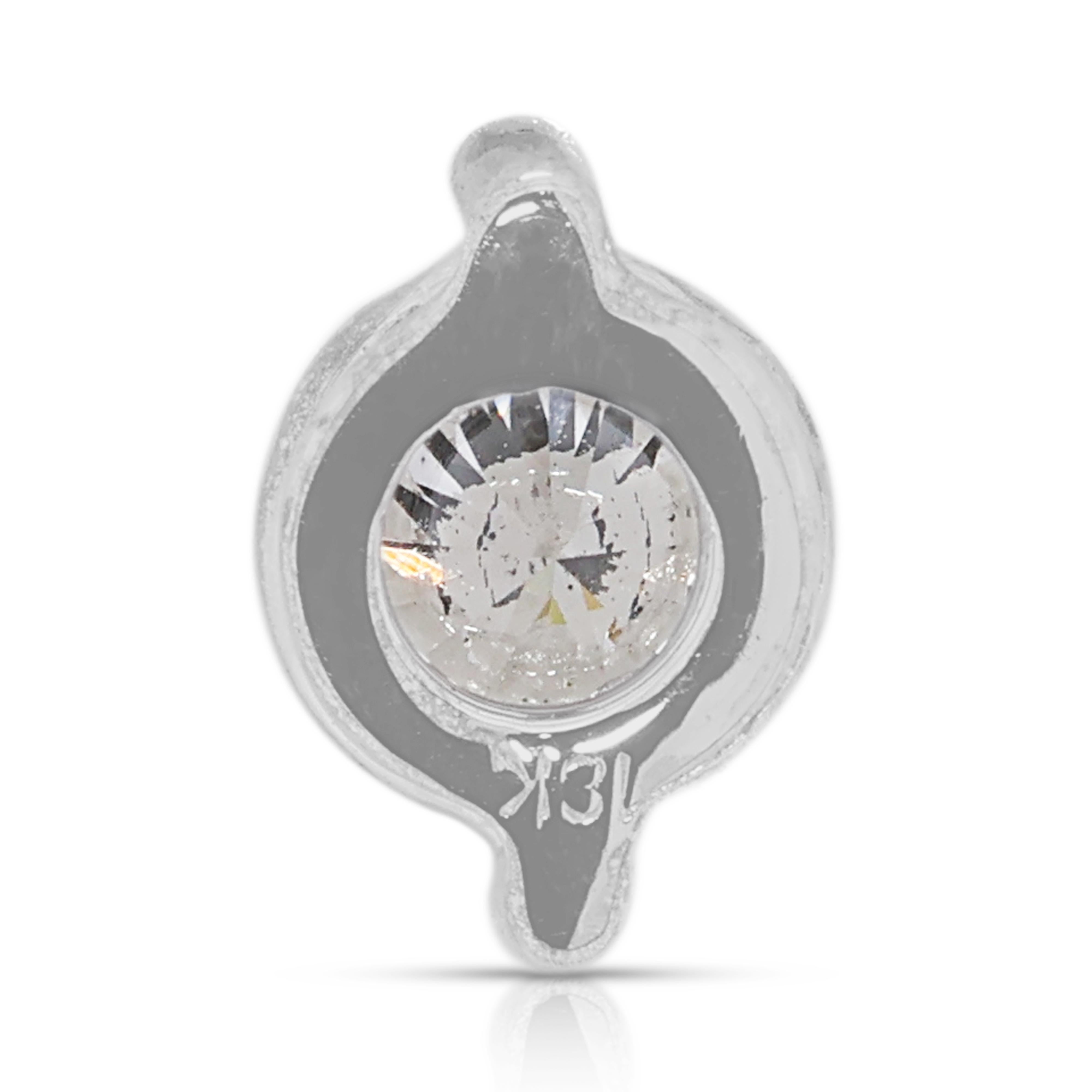 Pendentif intemporel en or blanc 18 carats avec solitaire en diamant naturel de 0,20 carats 1