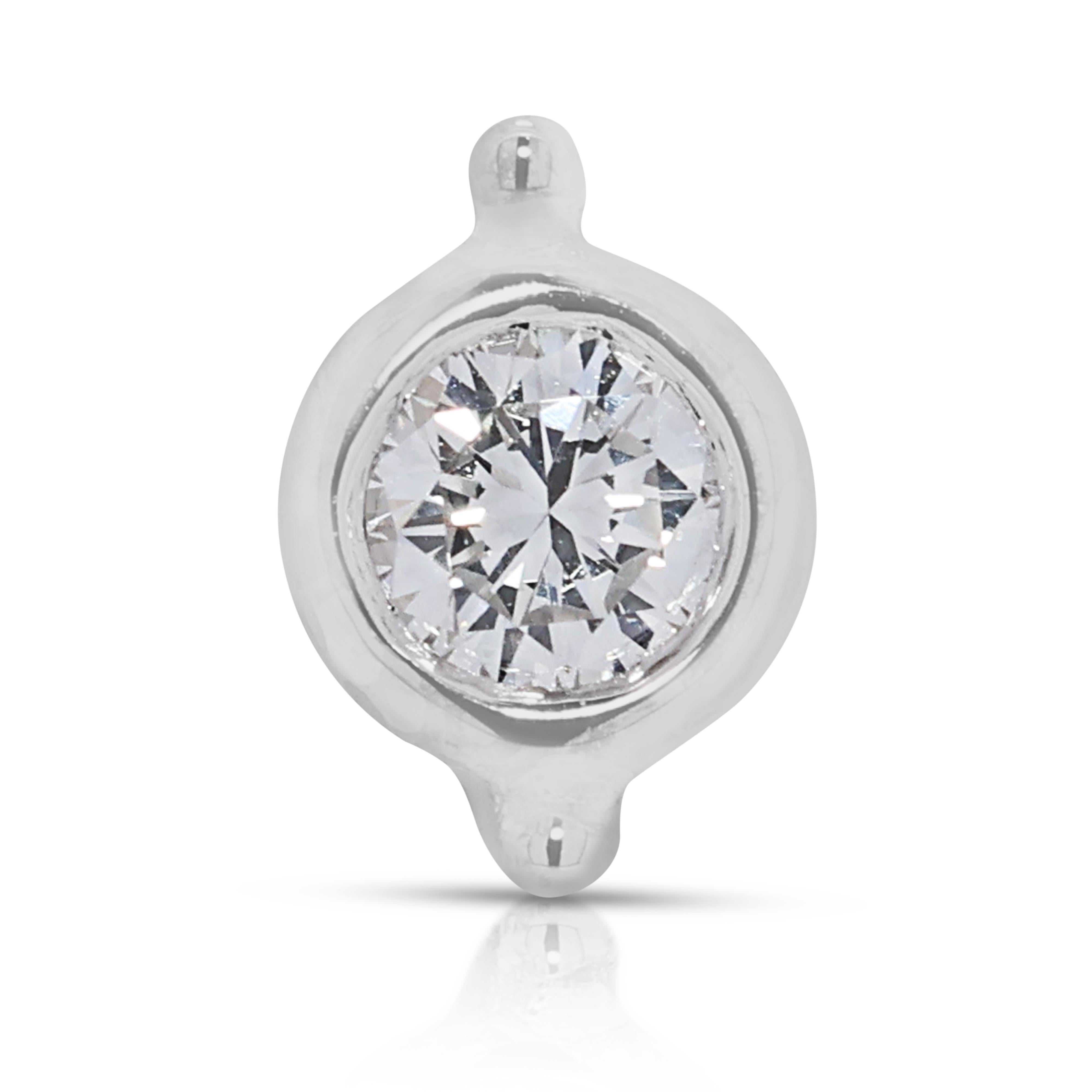 Pendentif intemporel en or blanc 18 carats avec solitaire en diamant naturel de 0,20 carats 2