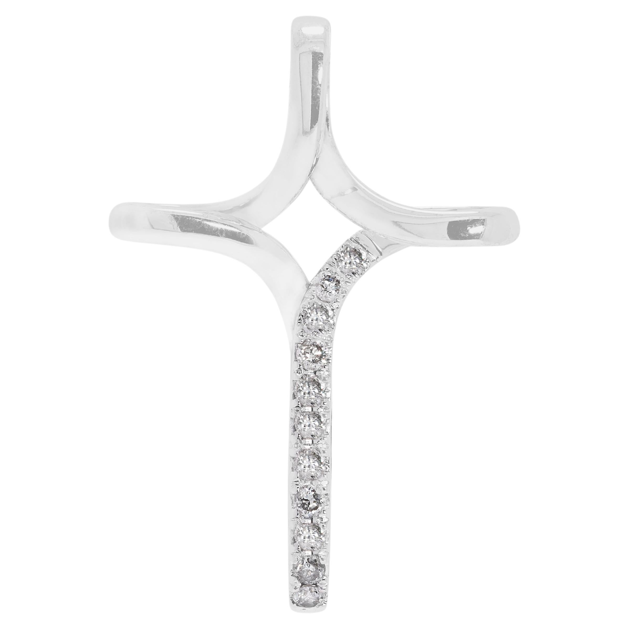 Pendentif croix intemporel en or blanc 18 carats avec diamant naturel de 0,22 carats