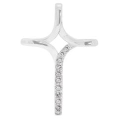 Pendentif croix intemporel en or blanc 18 carats avec diamant naturel de 0,22 carats