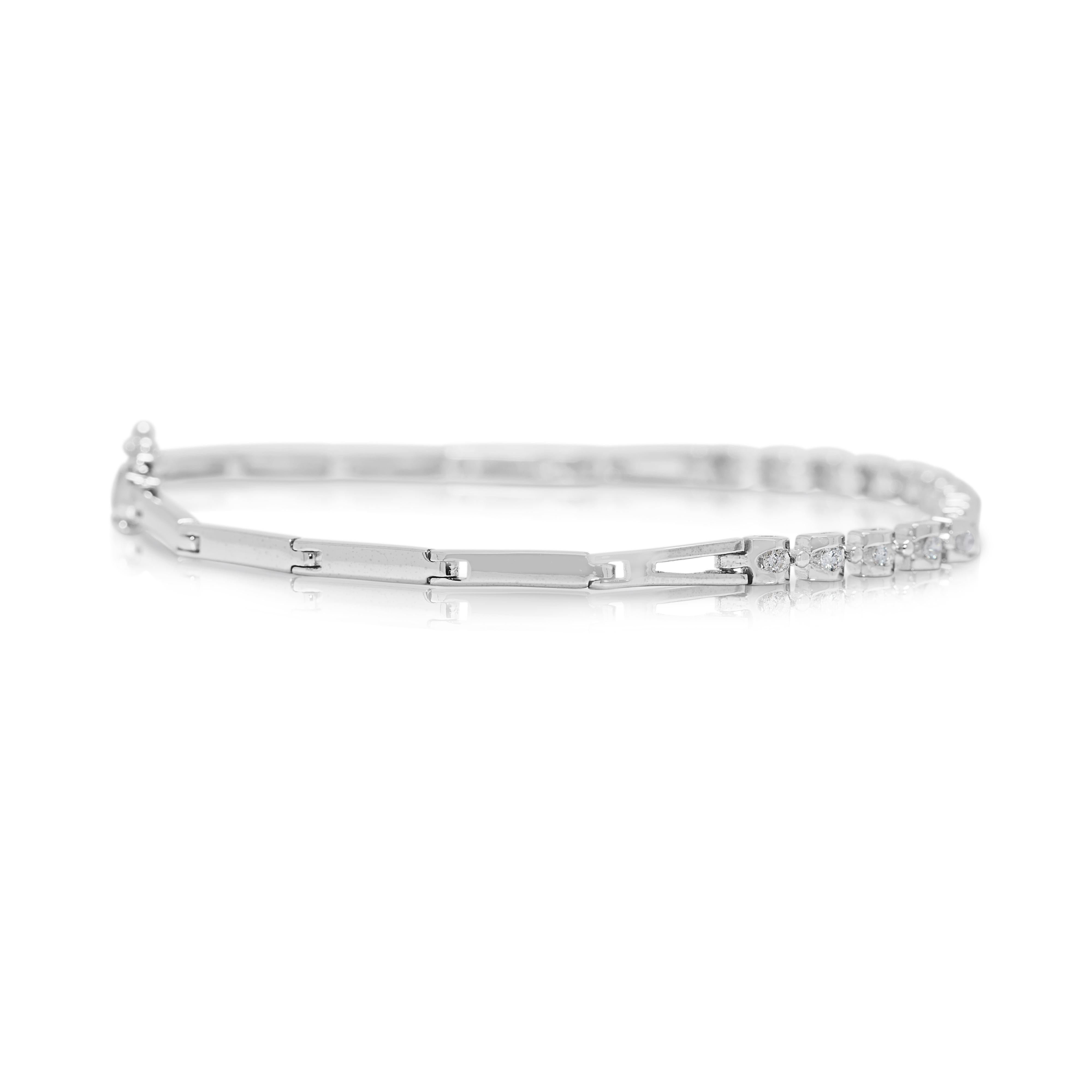 Pulsera atemporal de 0,24 quilates de diamantes naturales en oro blanco de 18 quilates Corte redondo en venta