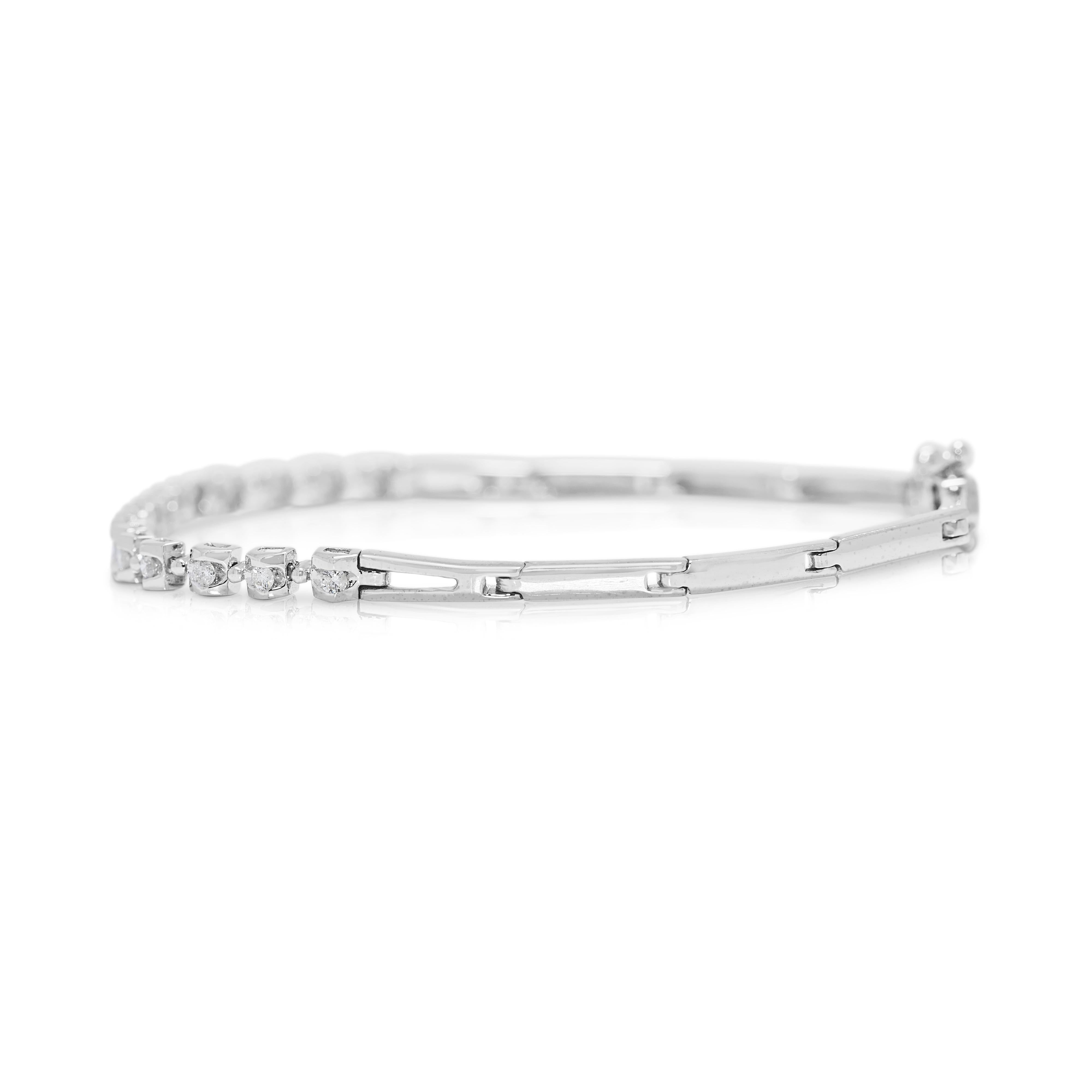 Pulsera atemporal de 0,24 quilates de diamantes naturales en oro blanco de 18 quilates en Excelente estado para la venta en רמת גן, IL