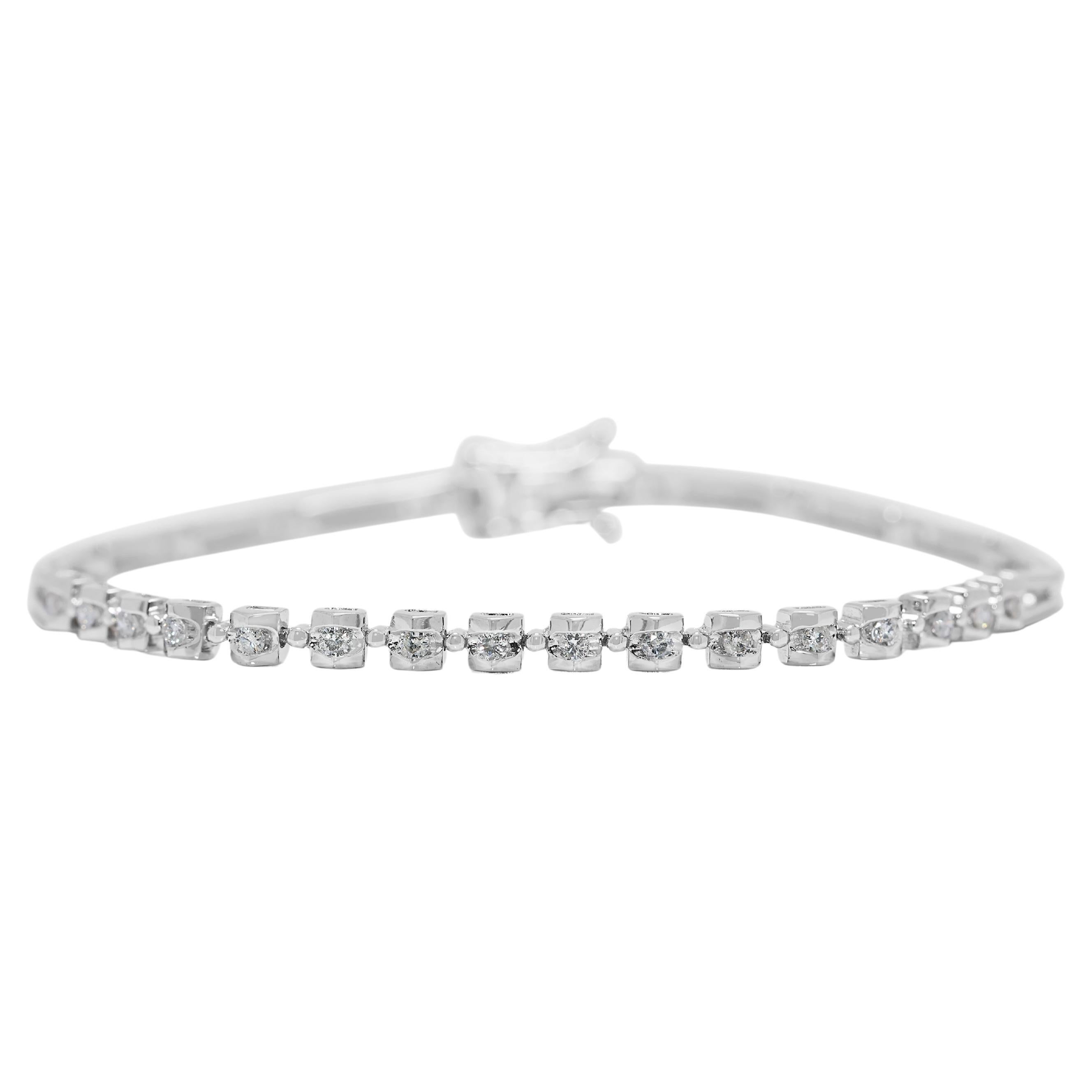 Pulsera atemporal de 0,24 quilates de diamantes naturales en oro blanco de 18 quilates en venta