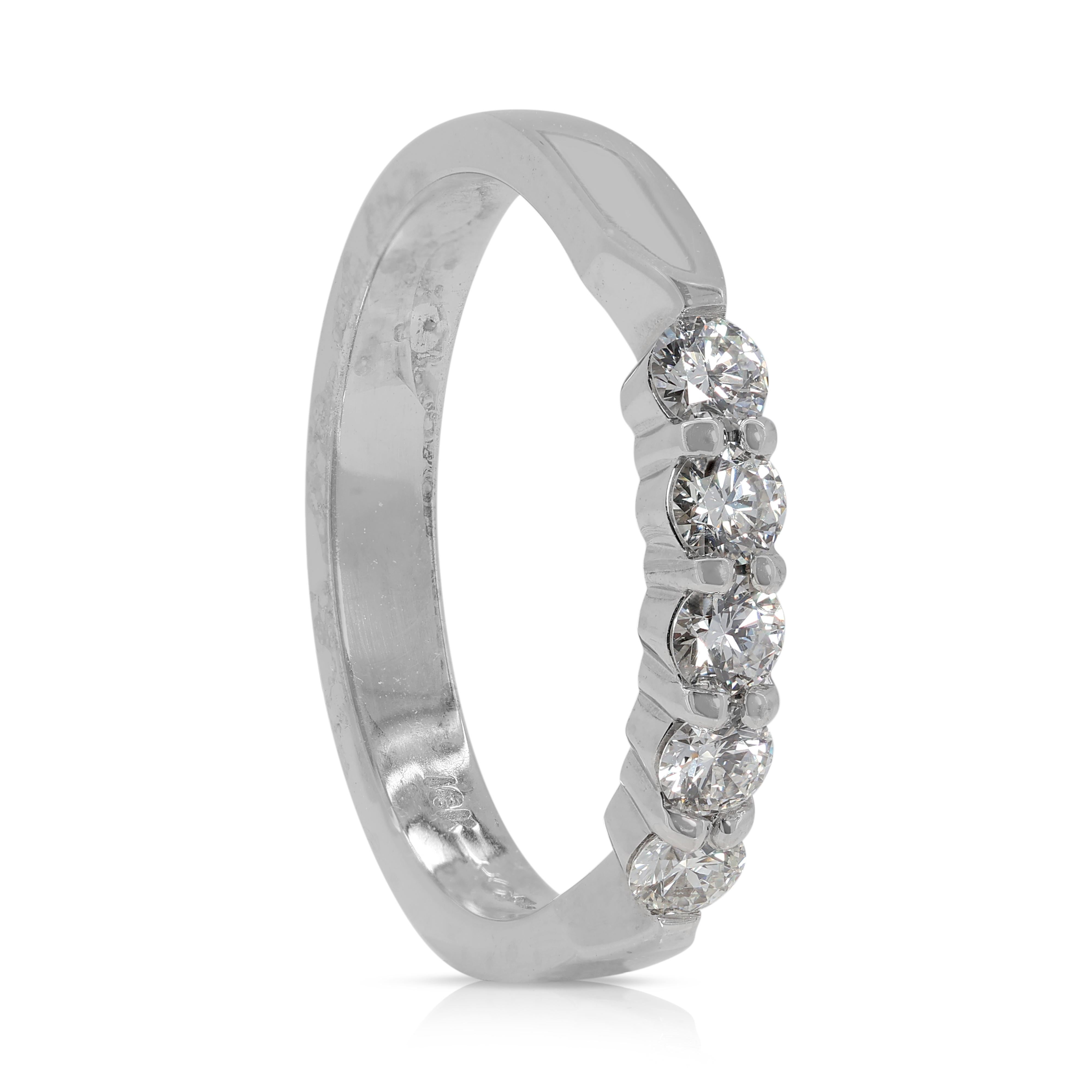 Women's Timeless 0.27ct Natural Diamond Five-Stone Ring in 18K White Gold For Sale