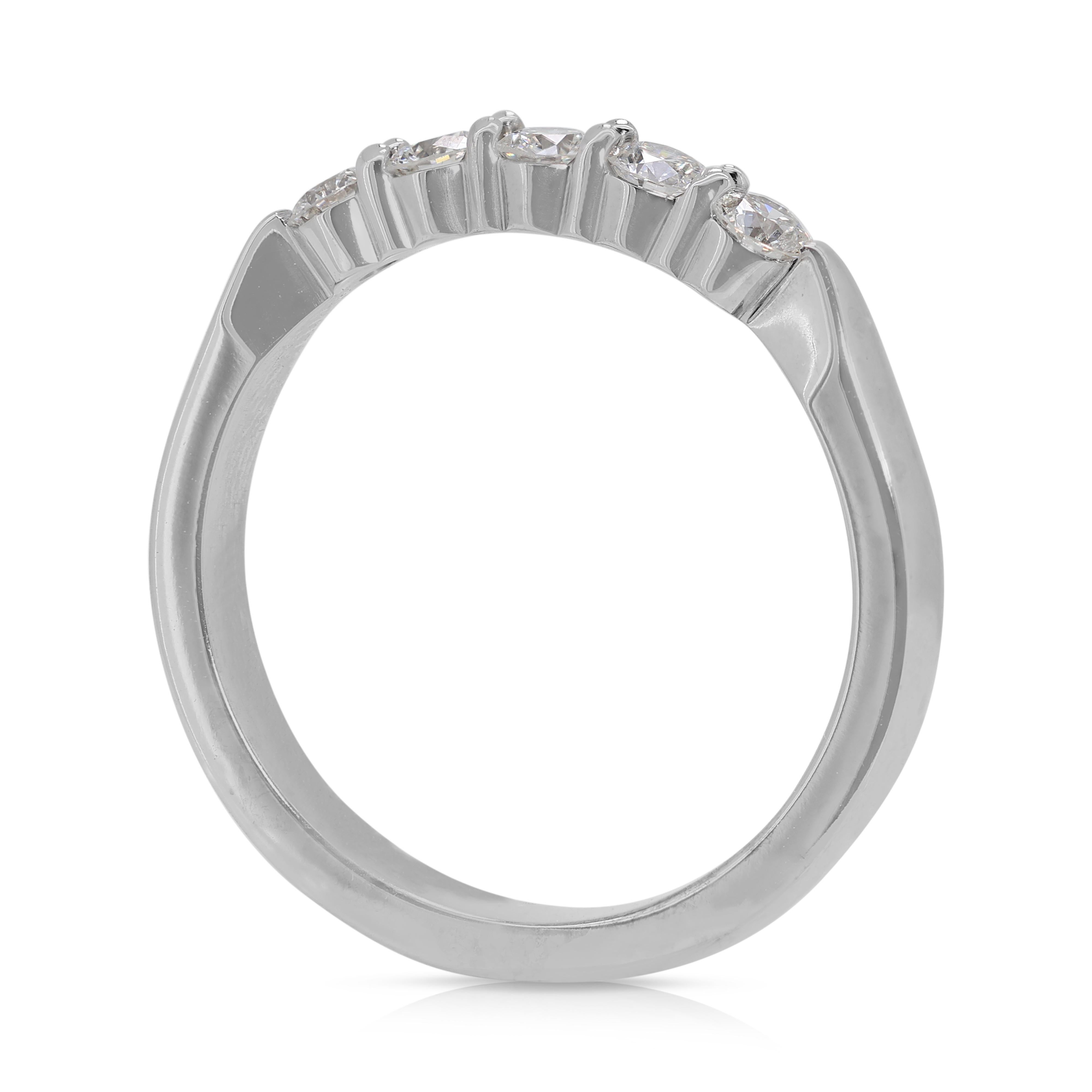 Timeless 0.27ct Natural Diamond Five-Stone Ring in 18K White Gold For Sale 2