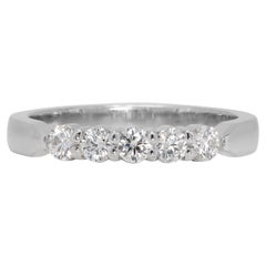 Atemporal Anillo de cinco piedras con diamantes naturales de 0,27 ct en oro blanco de 18 quilates