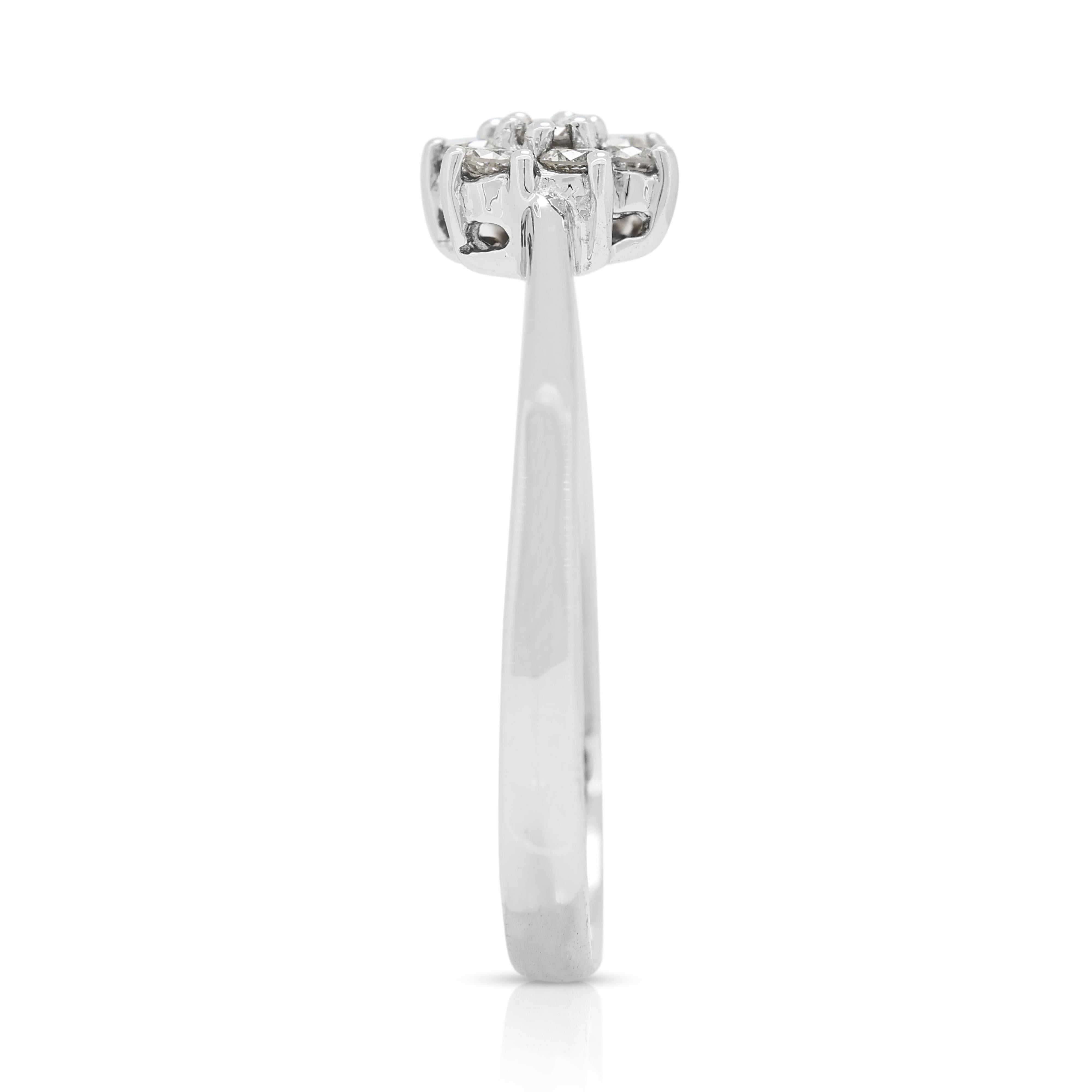 Timeless 0,2ct Diamanten Cluster Ring in 18K Weißgold Damen im Angebot