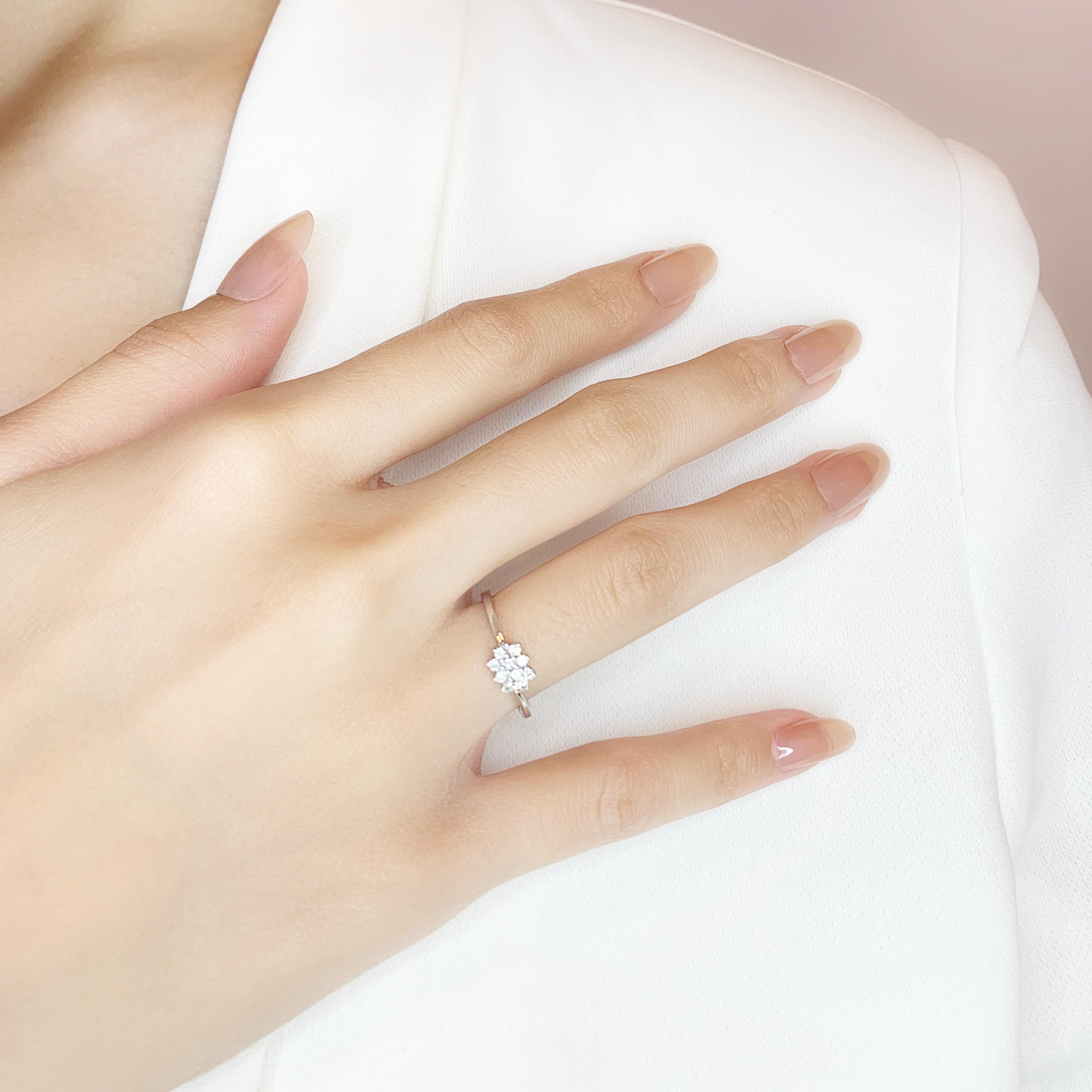 Timeless 0,2ct Diamanten Cluster Ring in 18K Weißgold im Angebot 3