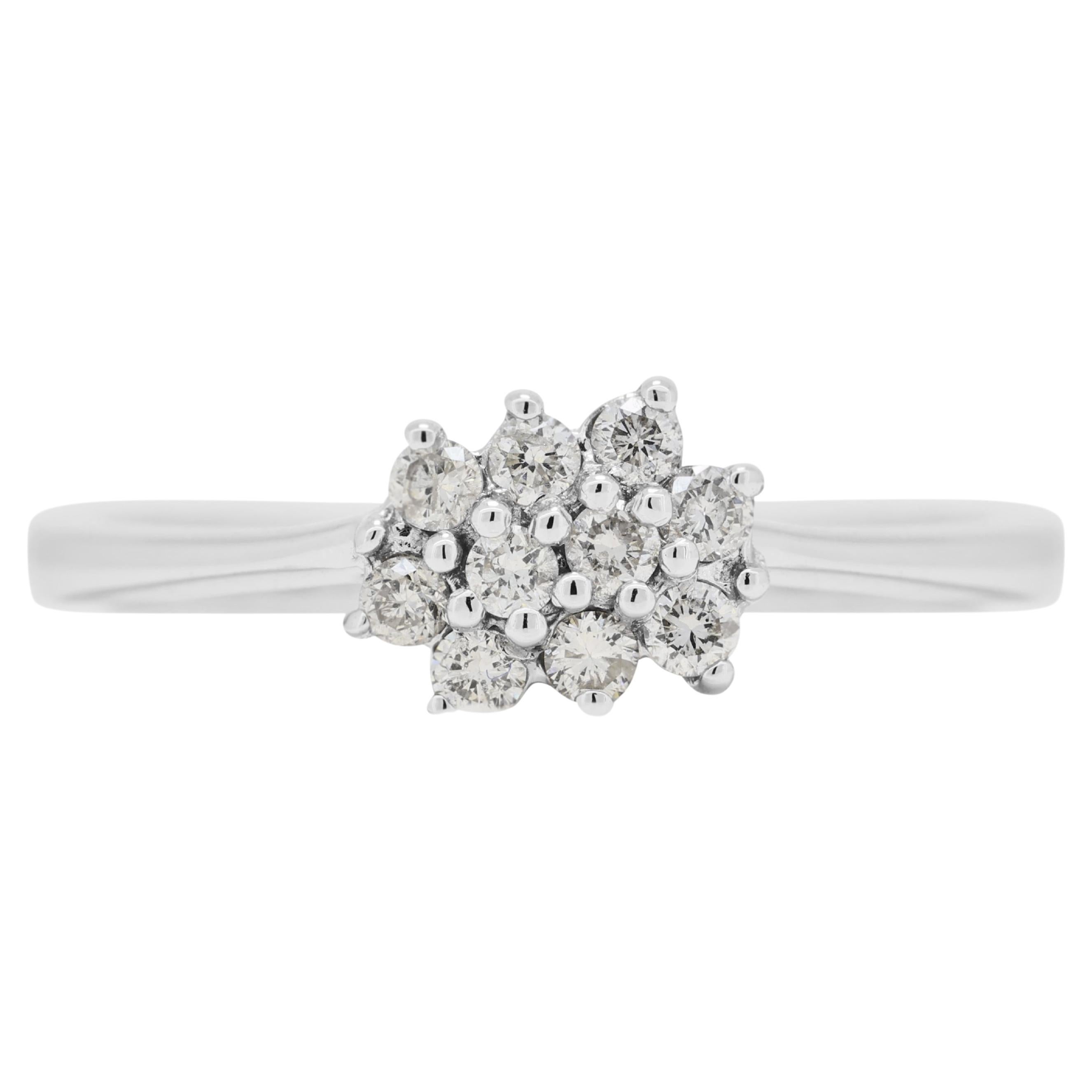 Timeless 0.2ct Diamonds Cluster Ring in 18K White Gold
