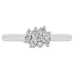 Timeless 0.2ct Diamonds Cluster Ring in 18K White Gold