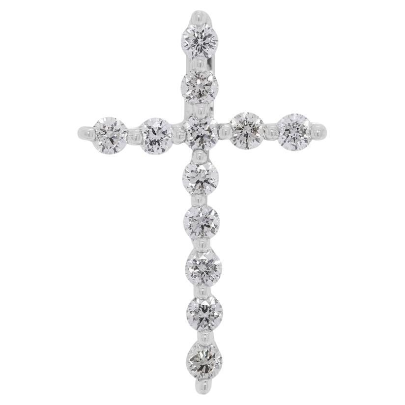 Timeless 0.2ct Natural Diamond Cross Pendant in 18K White Gold by Lee Hwa