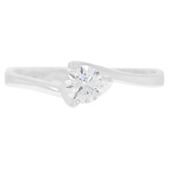 Timeless 0.30ct Natural Diamond Bypass Solitaire Ring in 18K White Gold