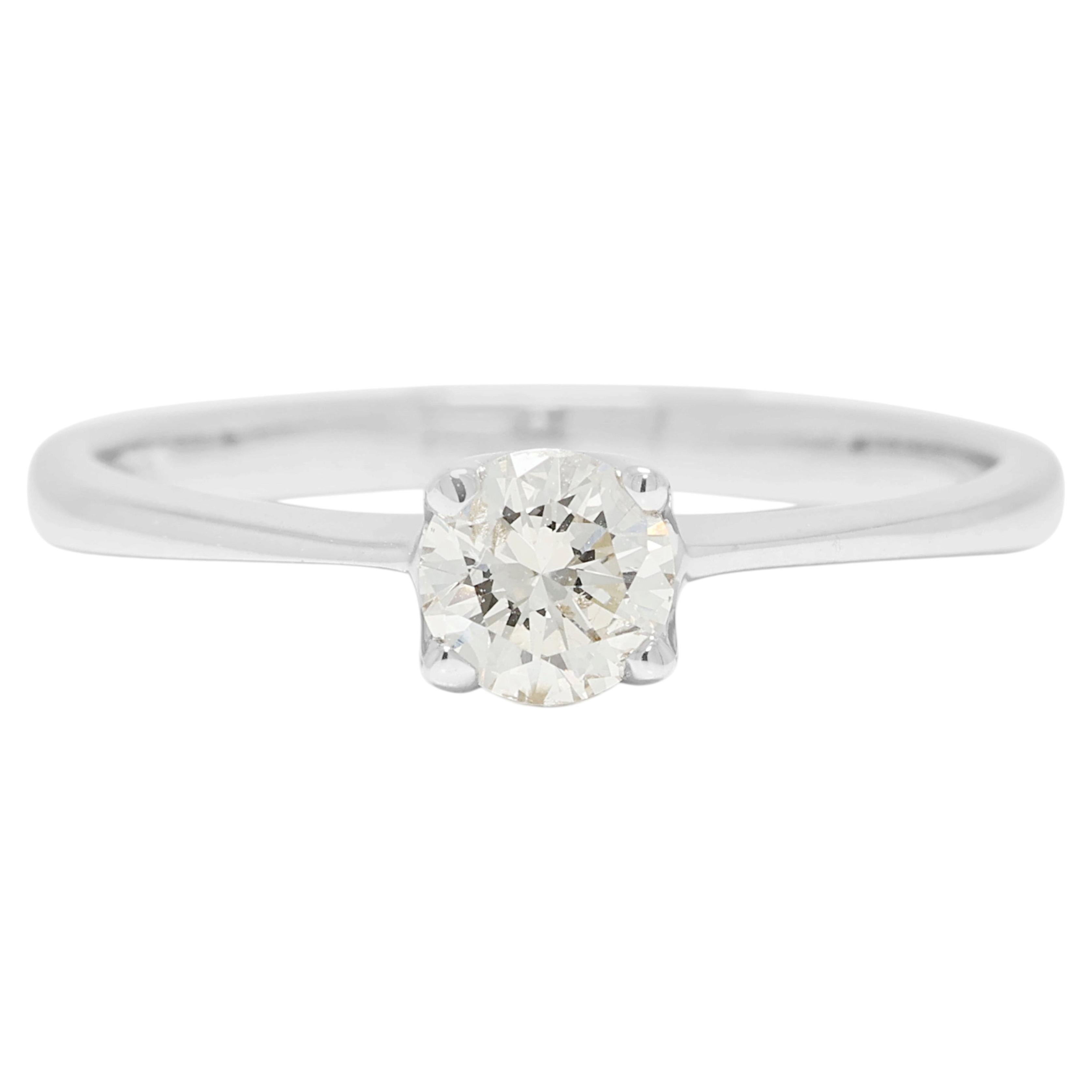 Timeless 0.30ct Natural Diamond Solitaire Ring in 18K White Gold