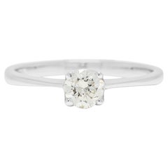 Atemporal Anillo solitario de diamante natural de 0,30 ct en oro blanco de 18 quilates
