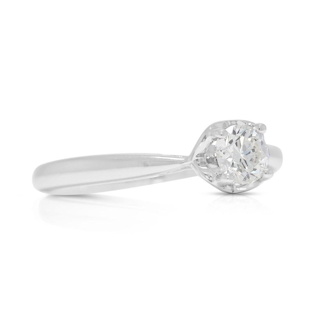 Timeless 0,31ct Naturdiamant 14K Weißgold Solitär Ring (Rundschliff) im Angebot