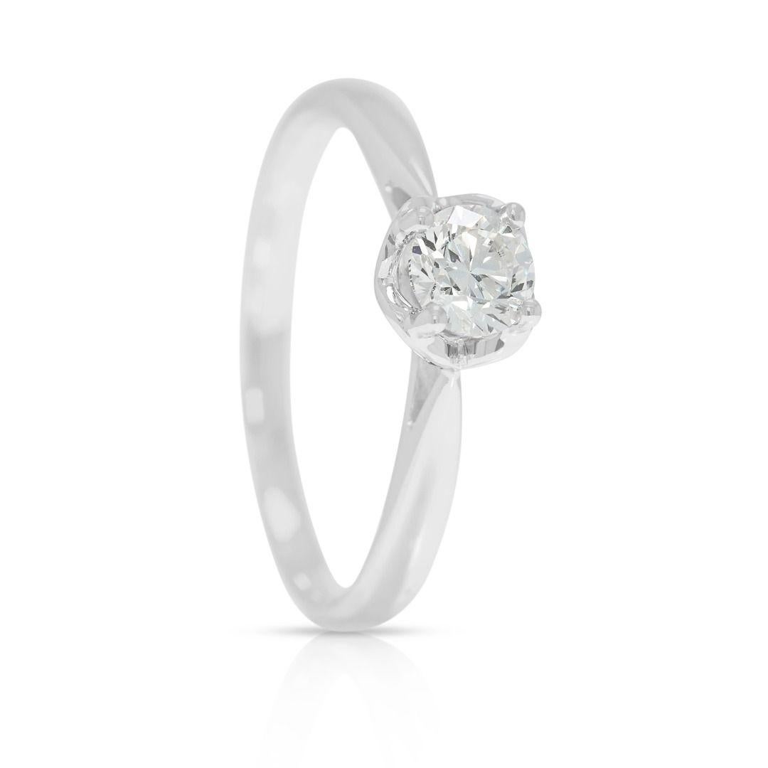 Timeless 0,31ct Naturdiamant 14K Weißgold Solitär Ring im Zustand „Hervorragend“ im Angebot in רמת גן, IL