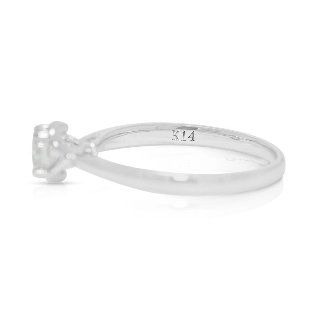 Timeless 0,31ct Naturdiamant 14K Weißgold Solitär Ring im Angebot 2